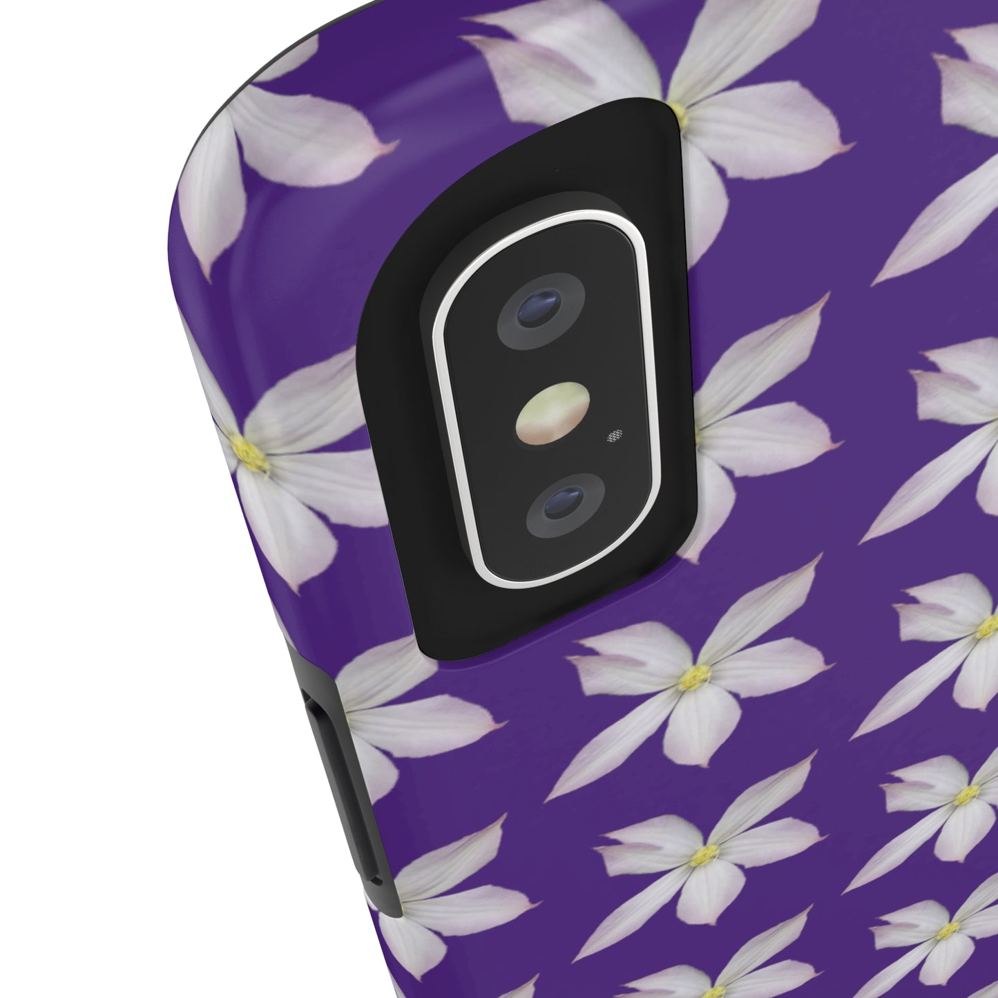 White Clematis Purple Tough Phone Case