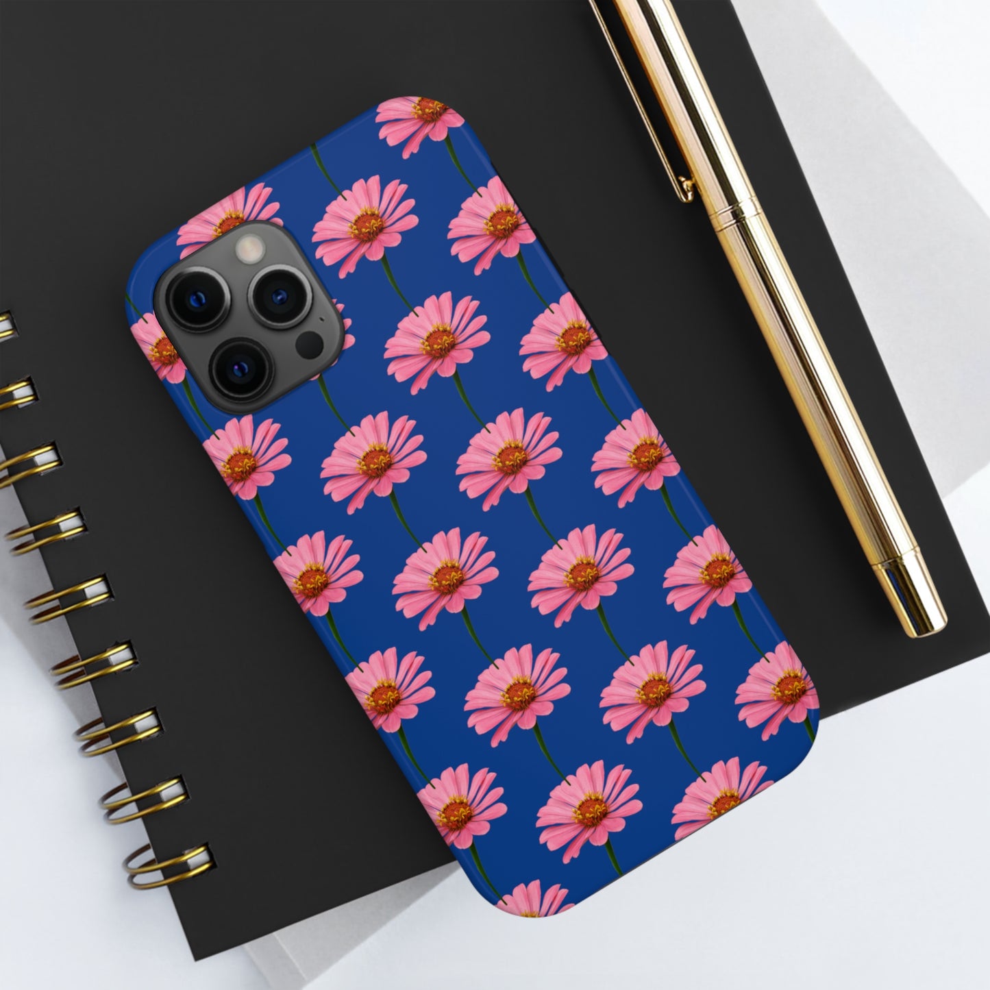 Pink Zinnia Blue Tough Phone Case