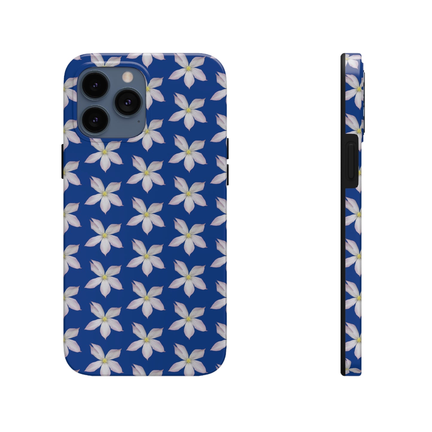 White Clematis Blue Tough Phone Case