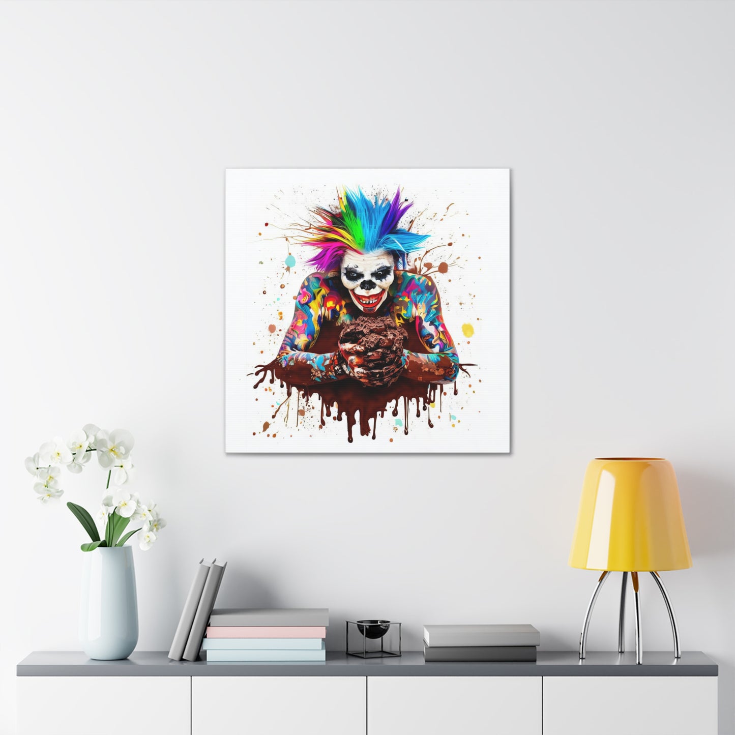 Creepy Clown Chocolate Ice Cream  - Canvas Wall Art