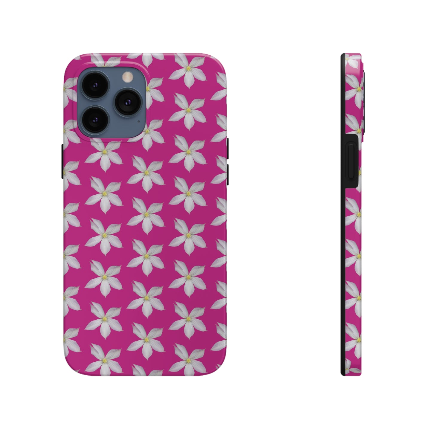 White Clematis Pink Tough Phone Case