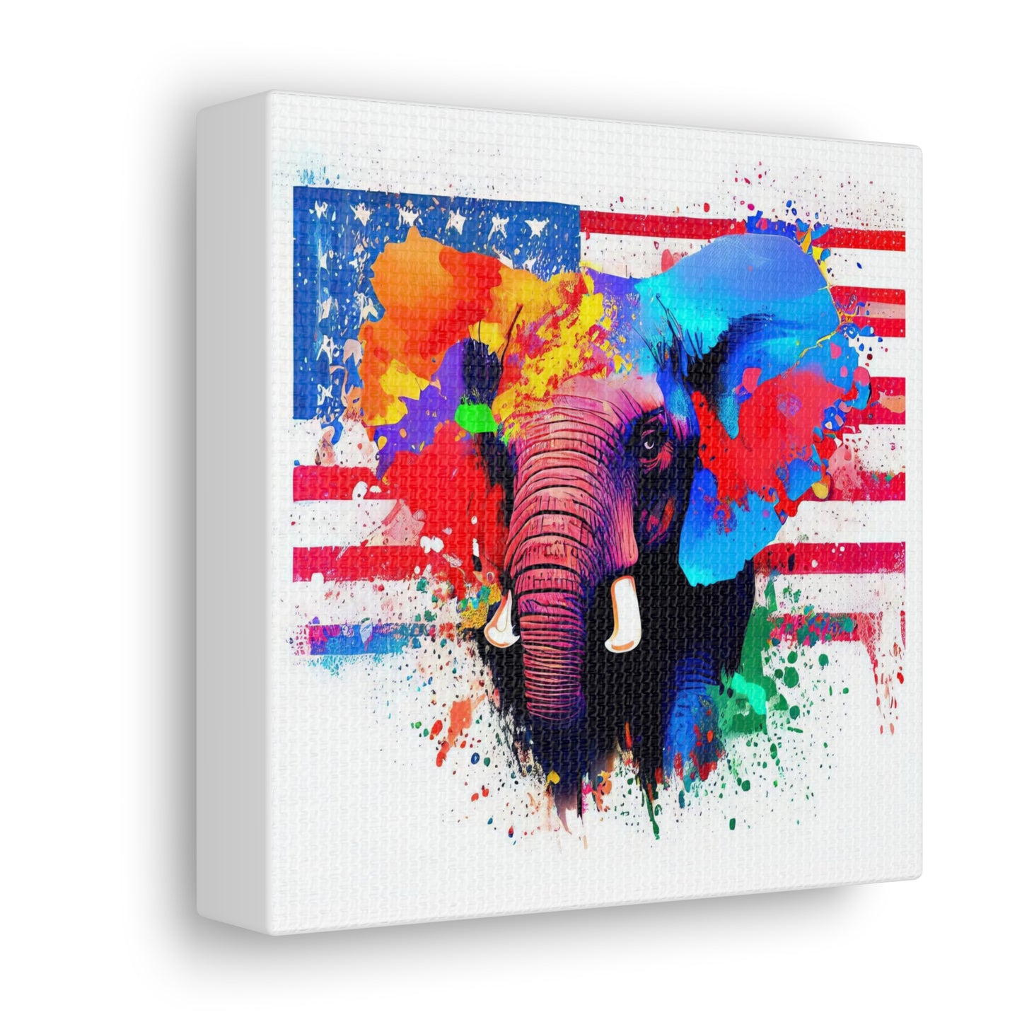 Elephant American Flag - Canvas Wall Art