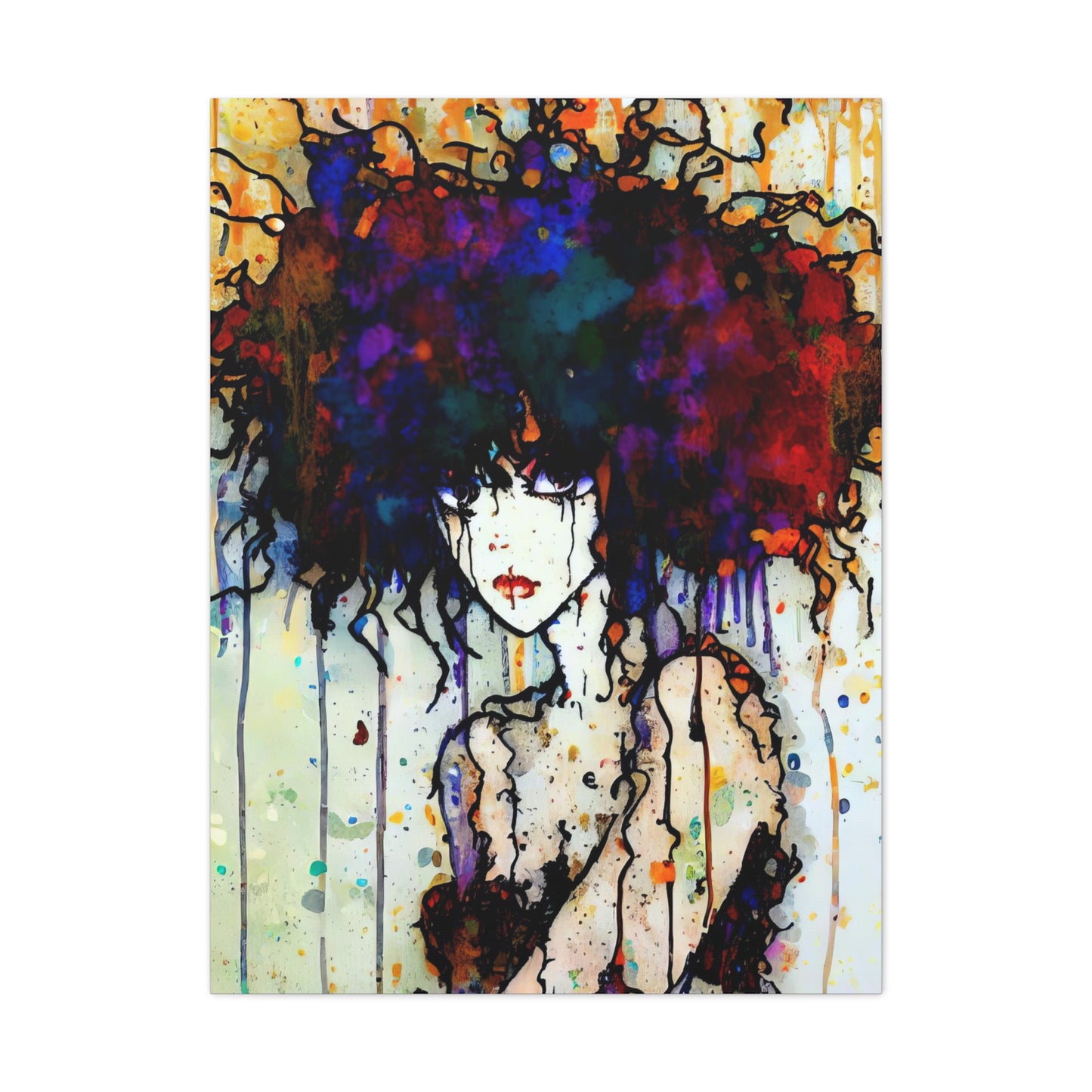 Girl with Big Hair  - Canvas Wall Art