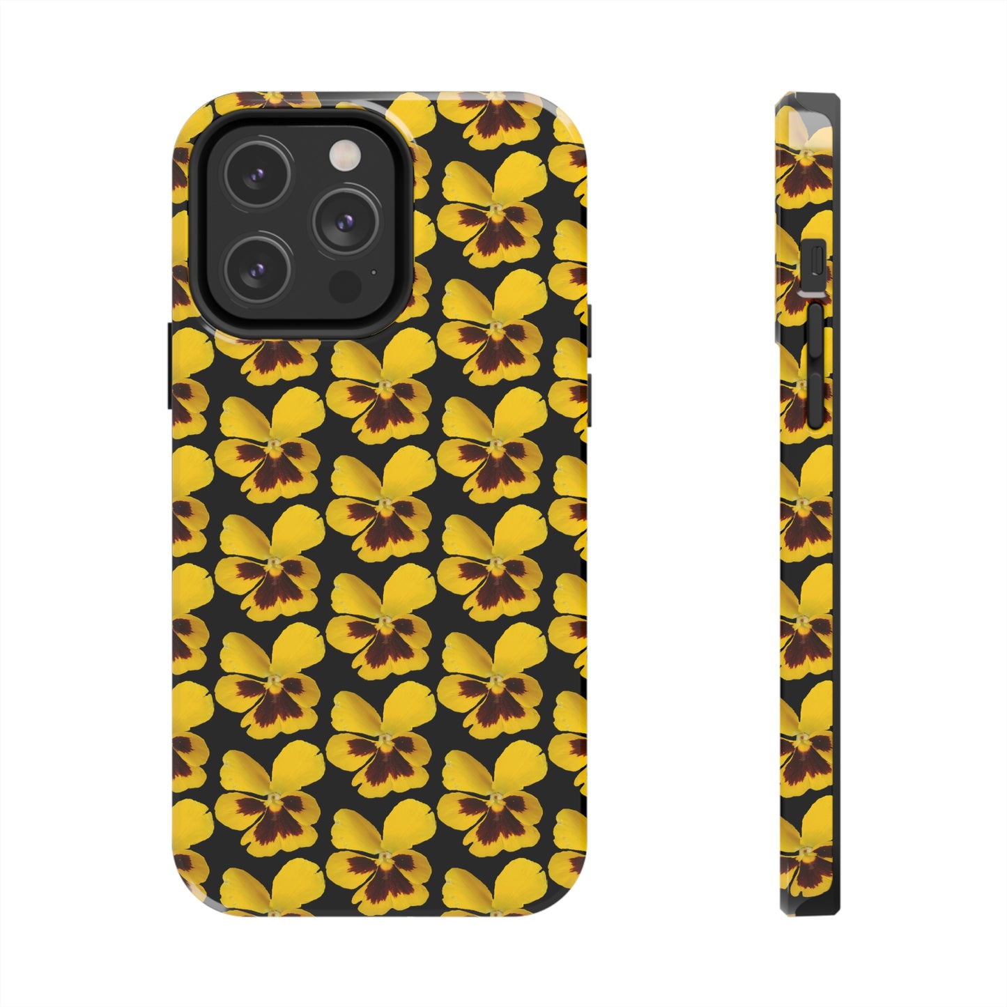 Yellow Pansy Black Tough Phone Case