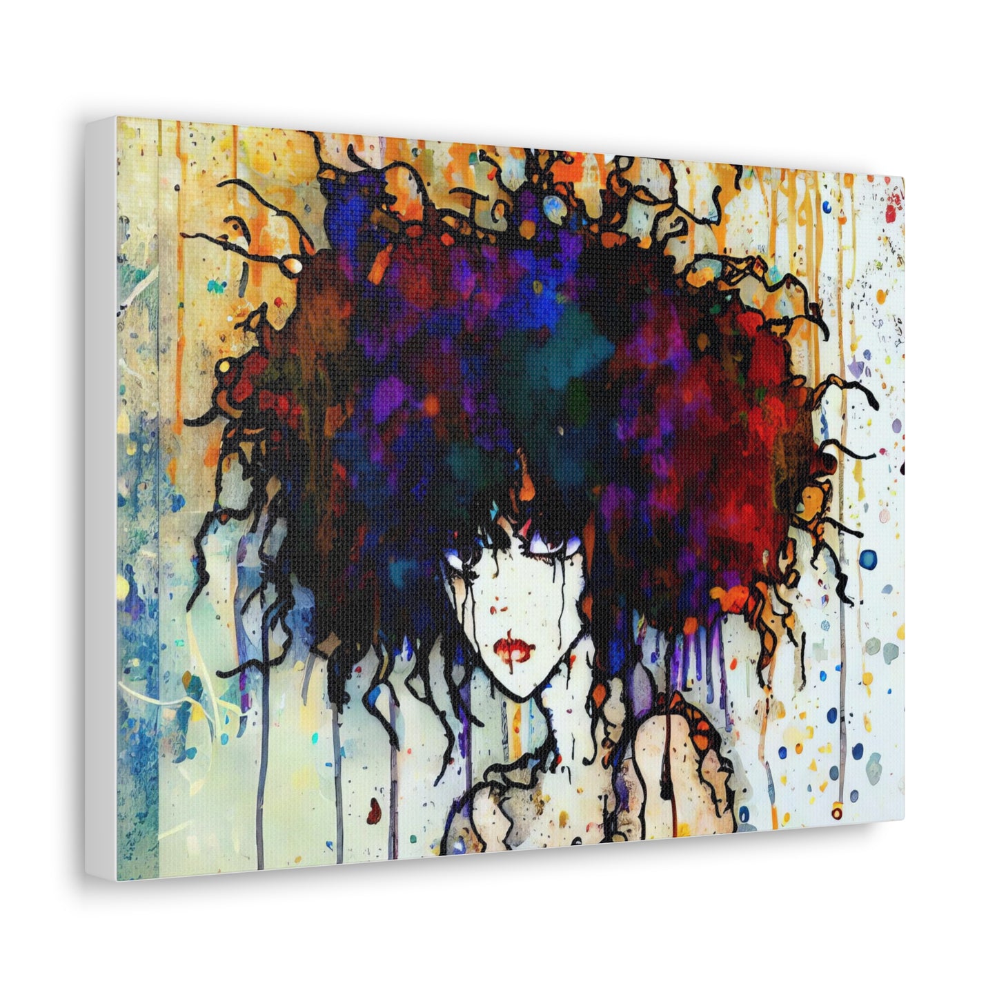 Girl with Big Hair  - Canvas Wall Art