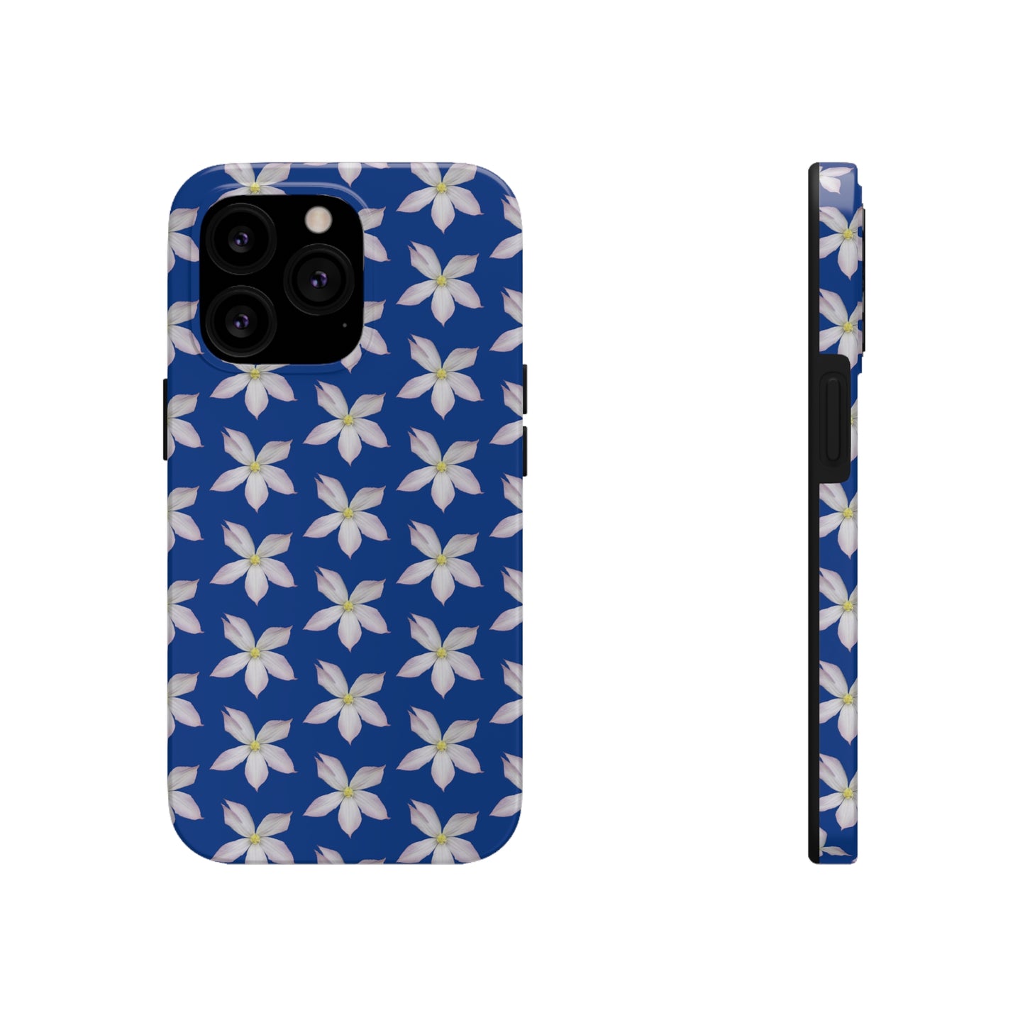 White Clematis Blue Tough Phone Case