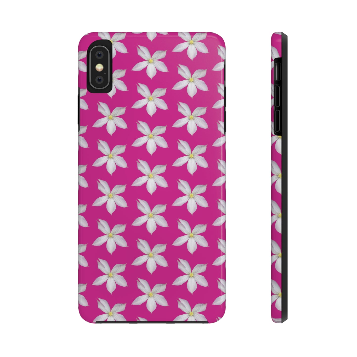 White Clematis Pink Tough Phone Case