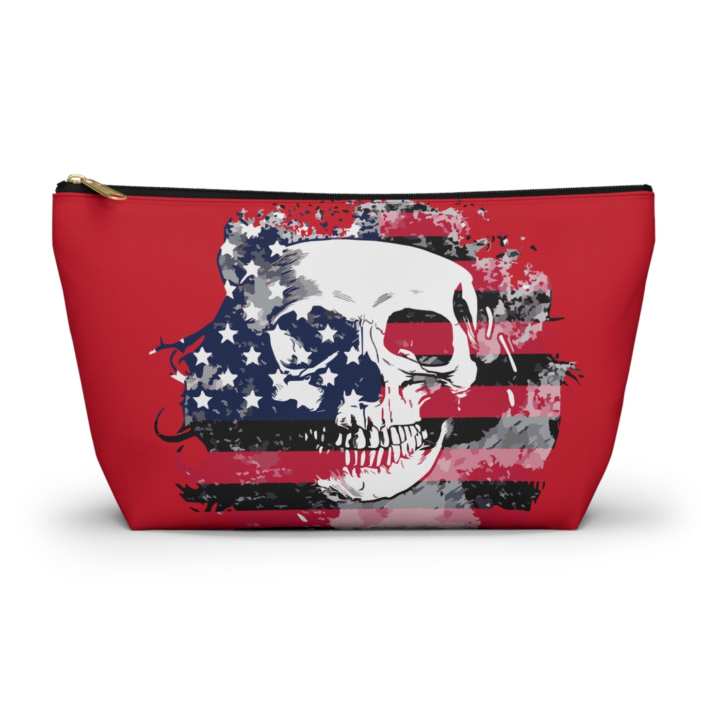 Skull and Flag Accessory Pouch w T-bottom