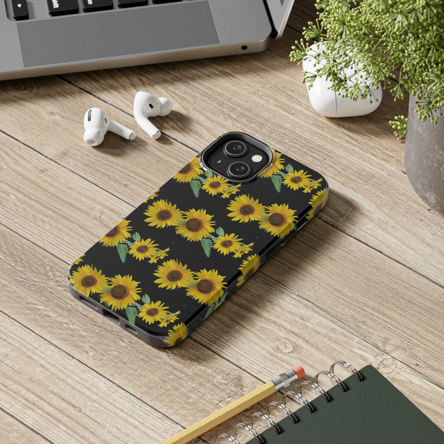 Sunflower Cluster Black Tough Phone Case