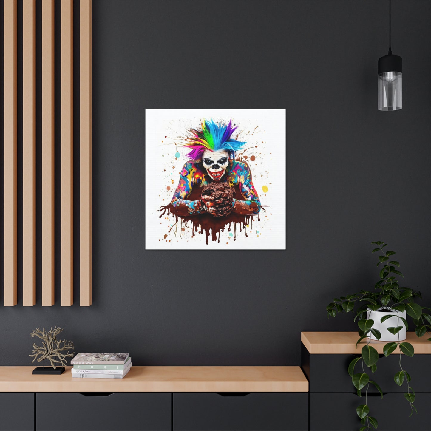 Creepy Clown Chocolate Ice Cream  - Canvas Wall Art