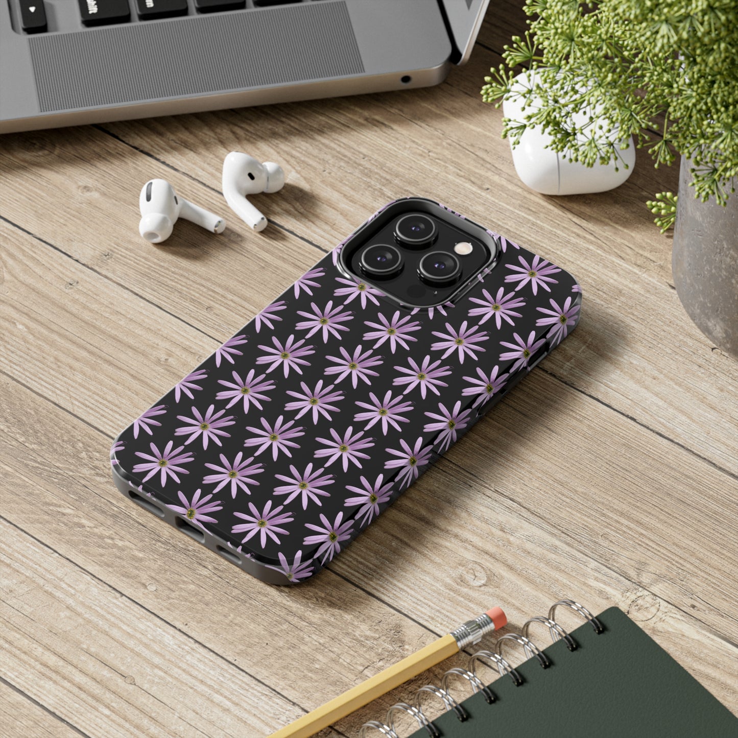 Aster Black Tough Phone Case