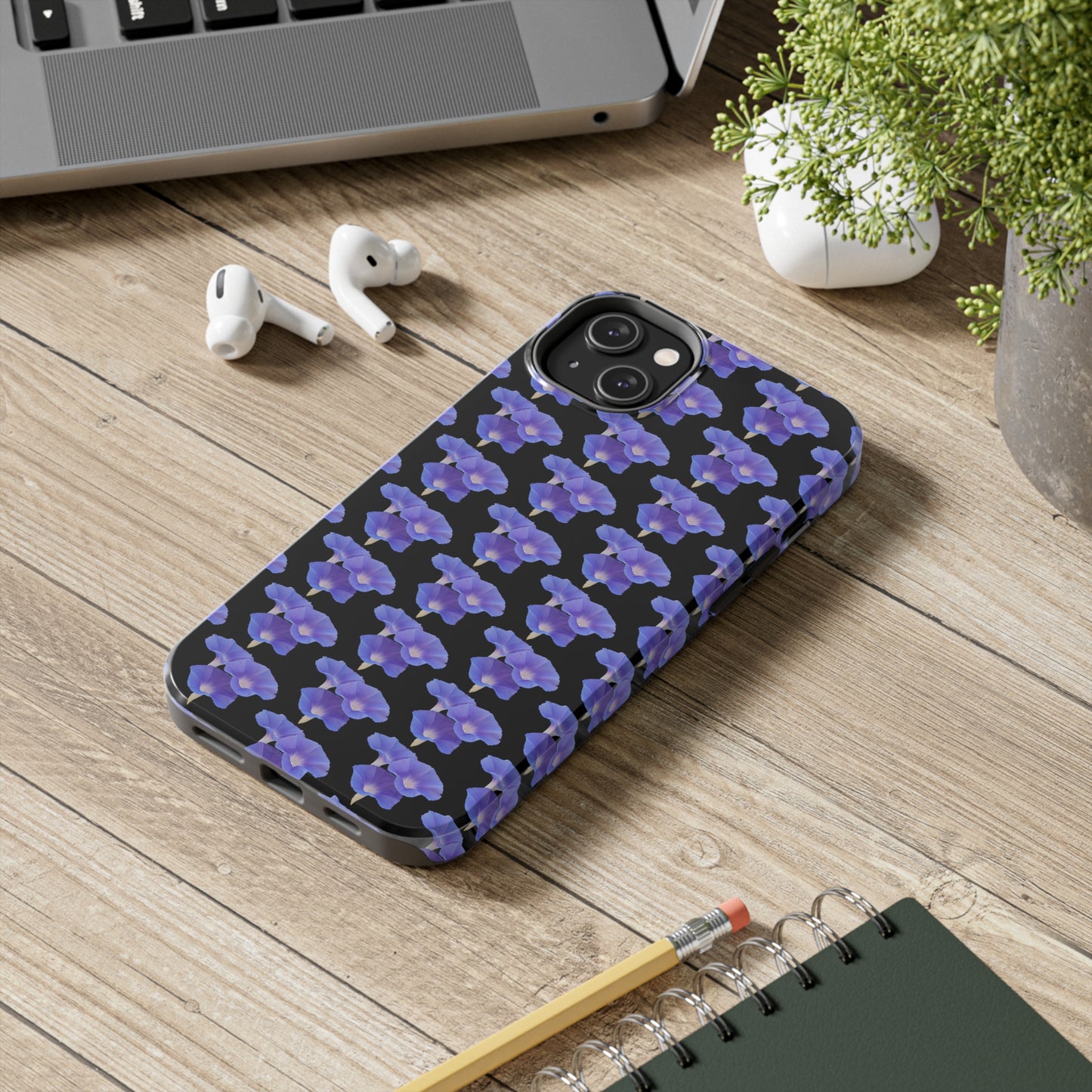 Purple Morning Glory Black Tough Phone Case