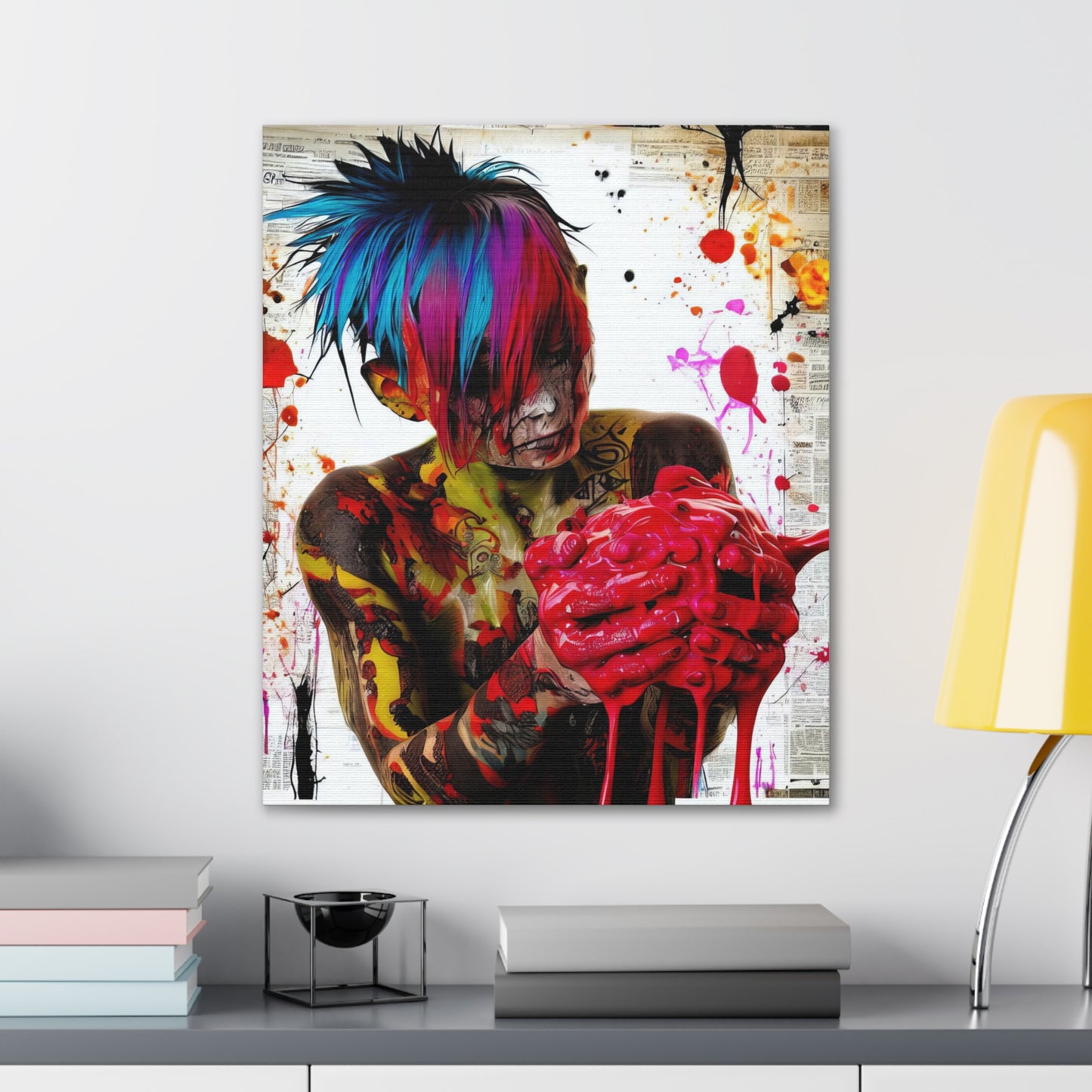 Tattooed Boy with Big Heart  - Canvas Wall Art