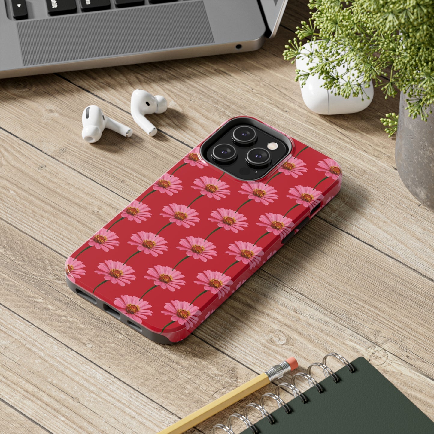 Pink Zinnia Red Tough Phone Case