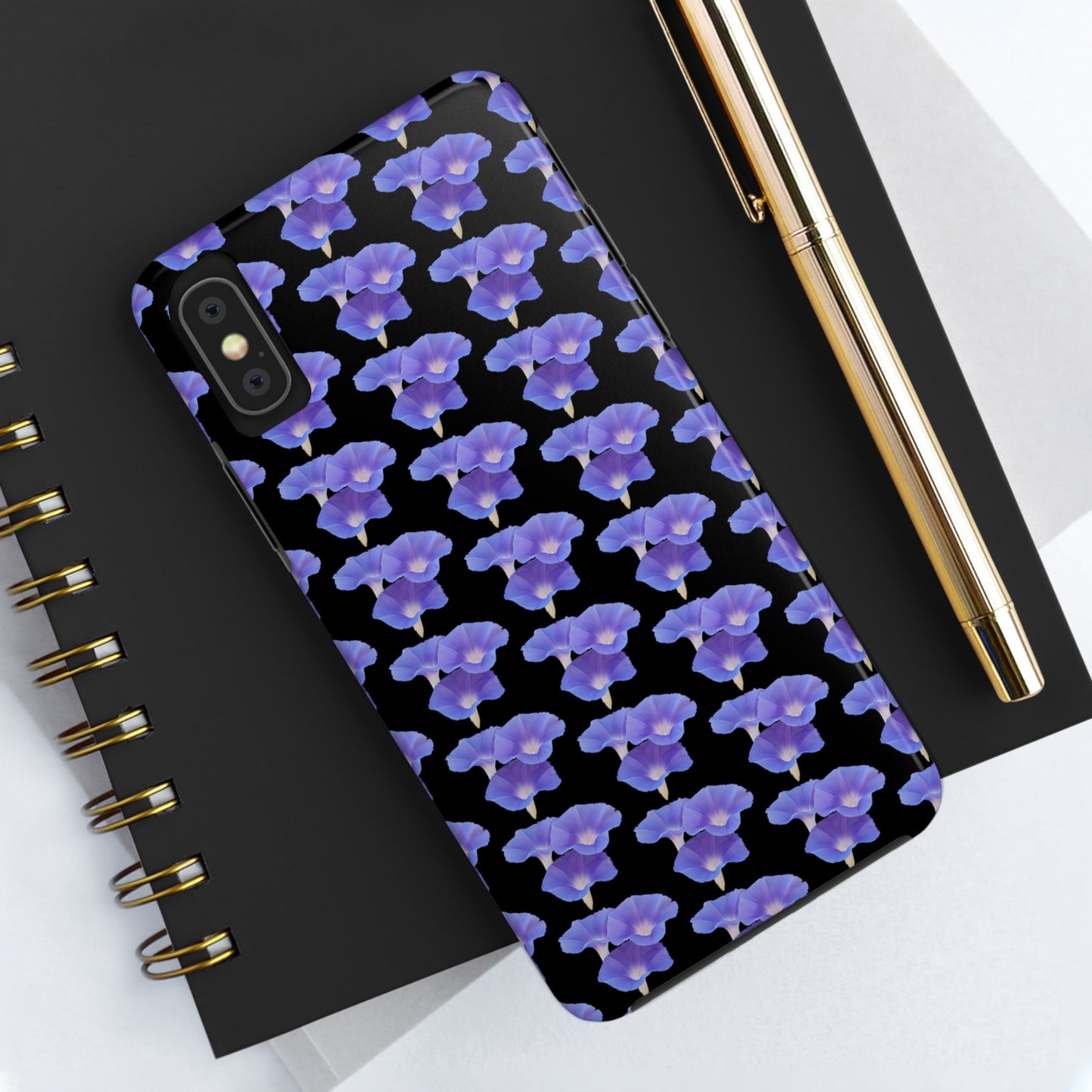 Purple Morning Glory Black Tough Phone Case