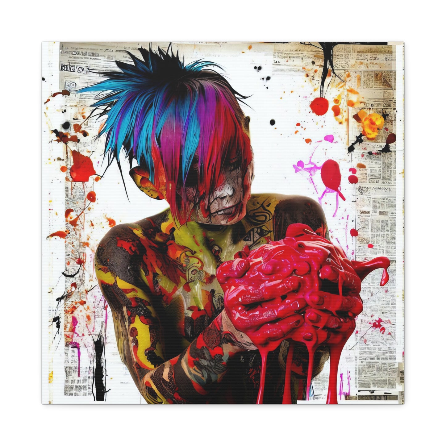 Tattooed Boy with Big Heart  - Canvas Wall Art