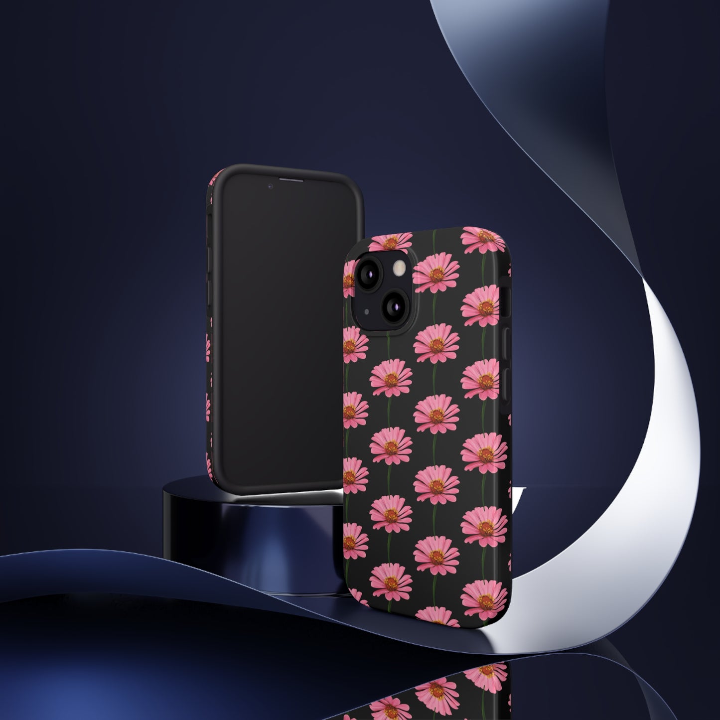 Pink Zinnia Black Tough Phone Case