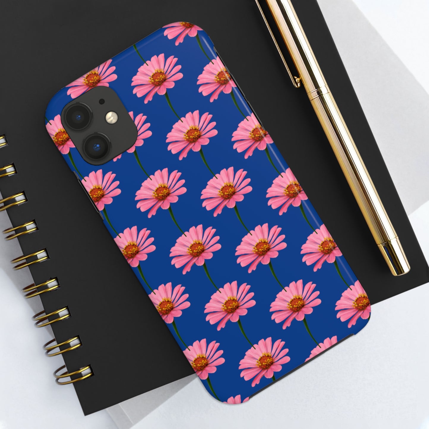 Pink Zinnia Blue Tough Phone Case