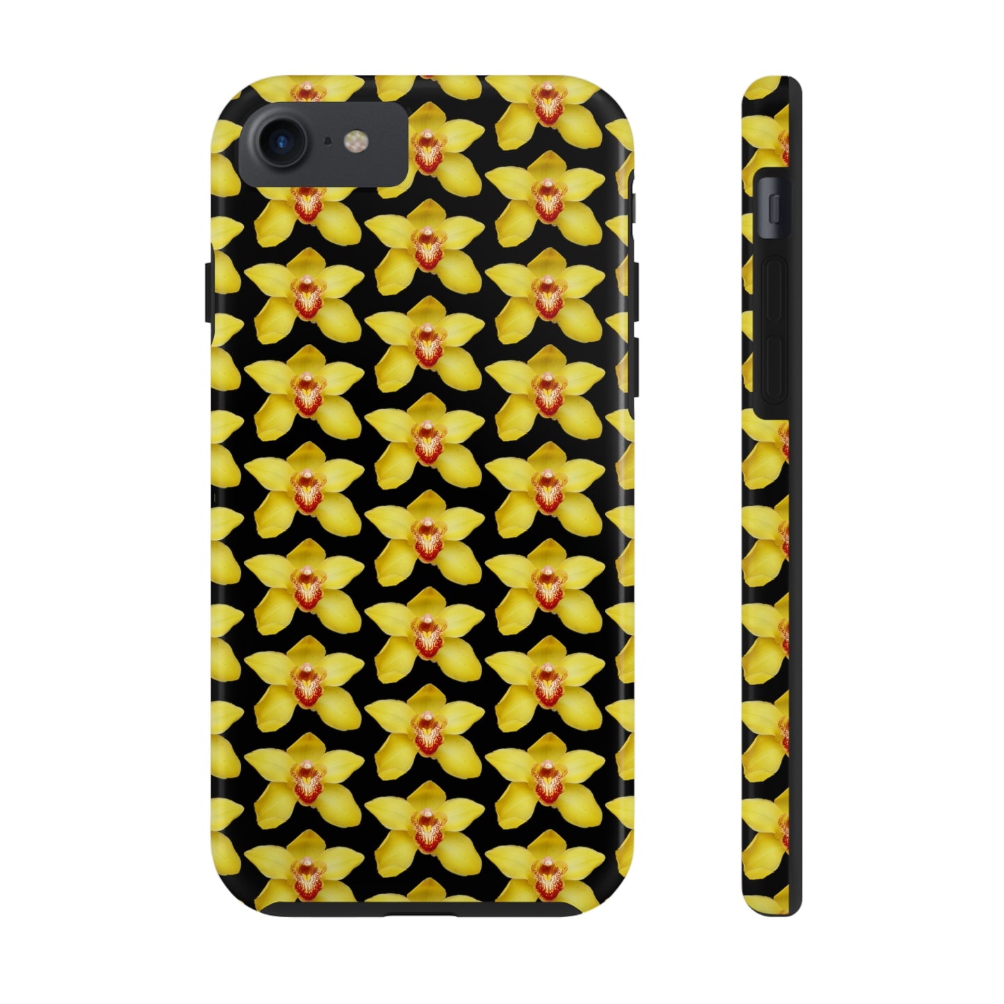 Yellow Cymbidium Orchid Black Tough Phone Case