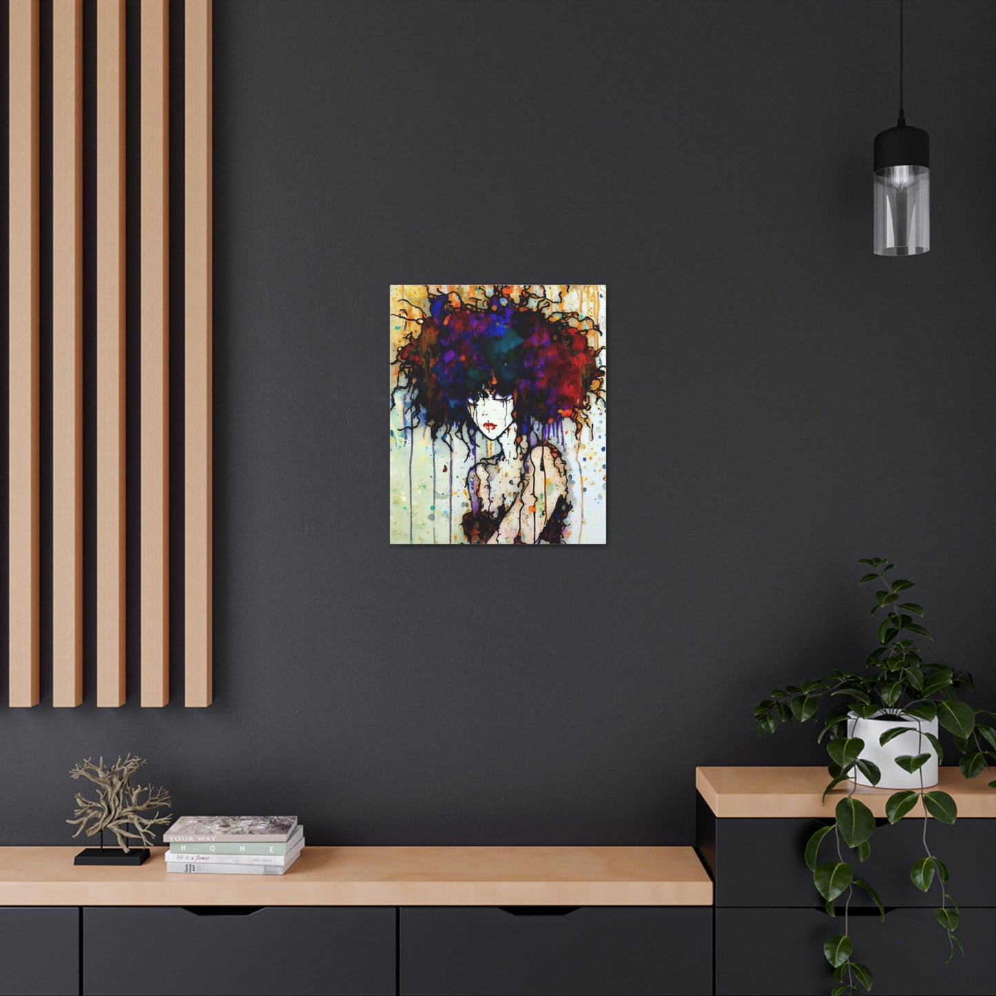 Girl with Big Hair  - Canvas Wall Art