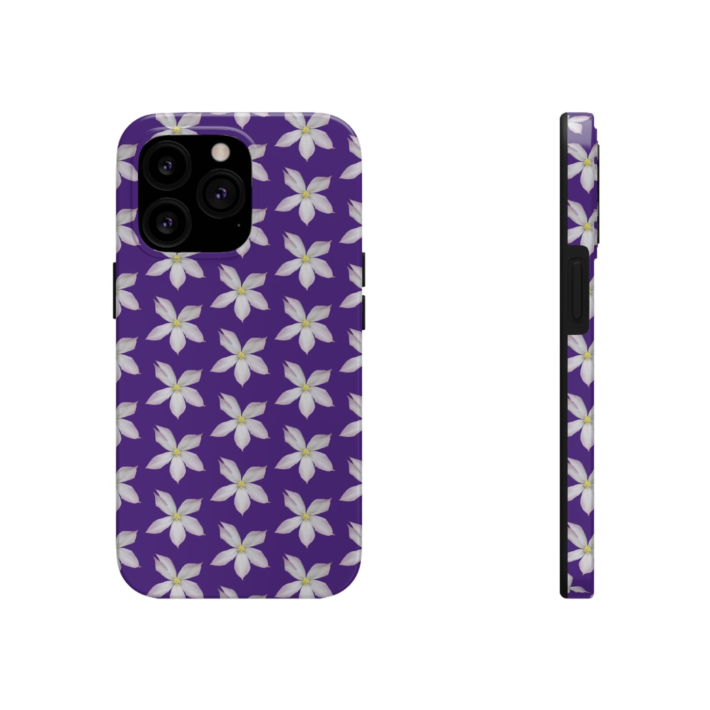 White Clematis Purple Tough Phone Case