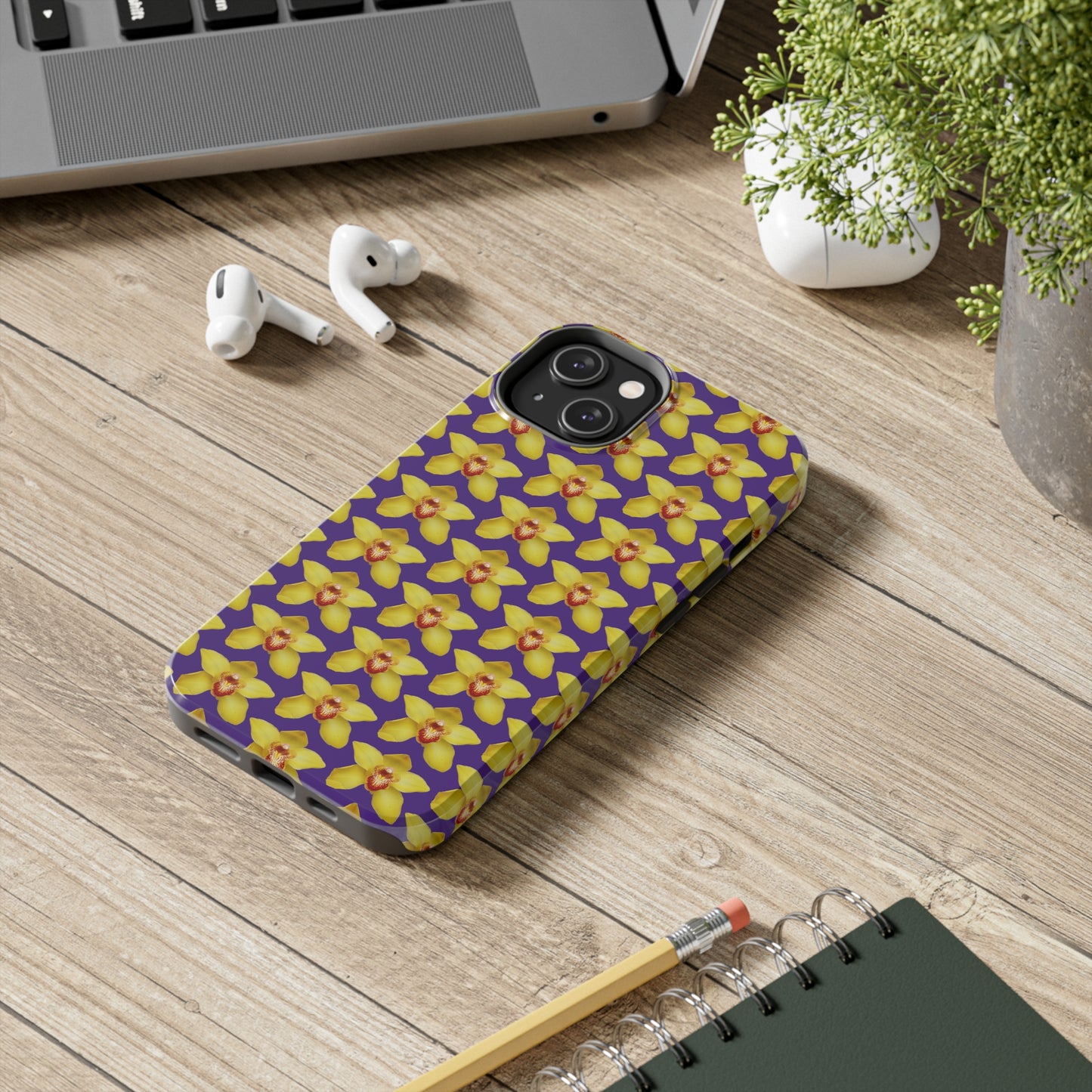 Yellow Cymbidium Orchid Purple Tough Phone Case