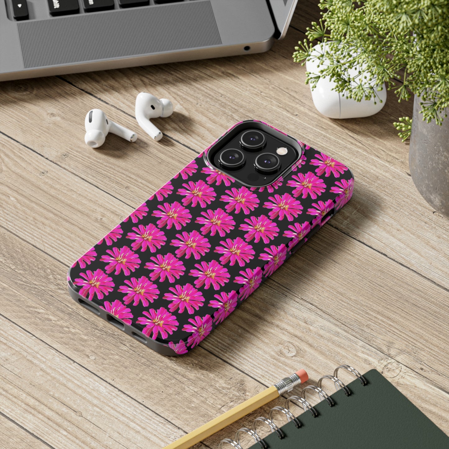 Pink Zinnia Black Tough Phone Case