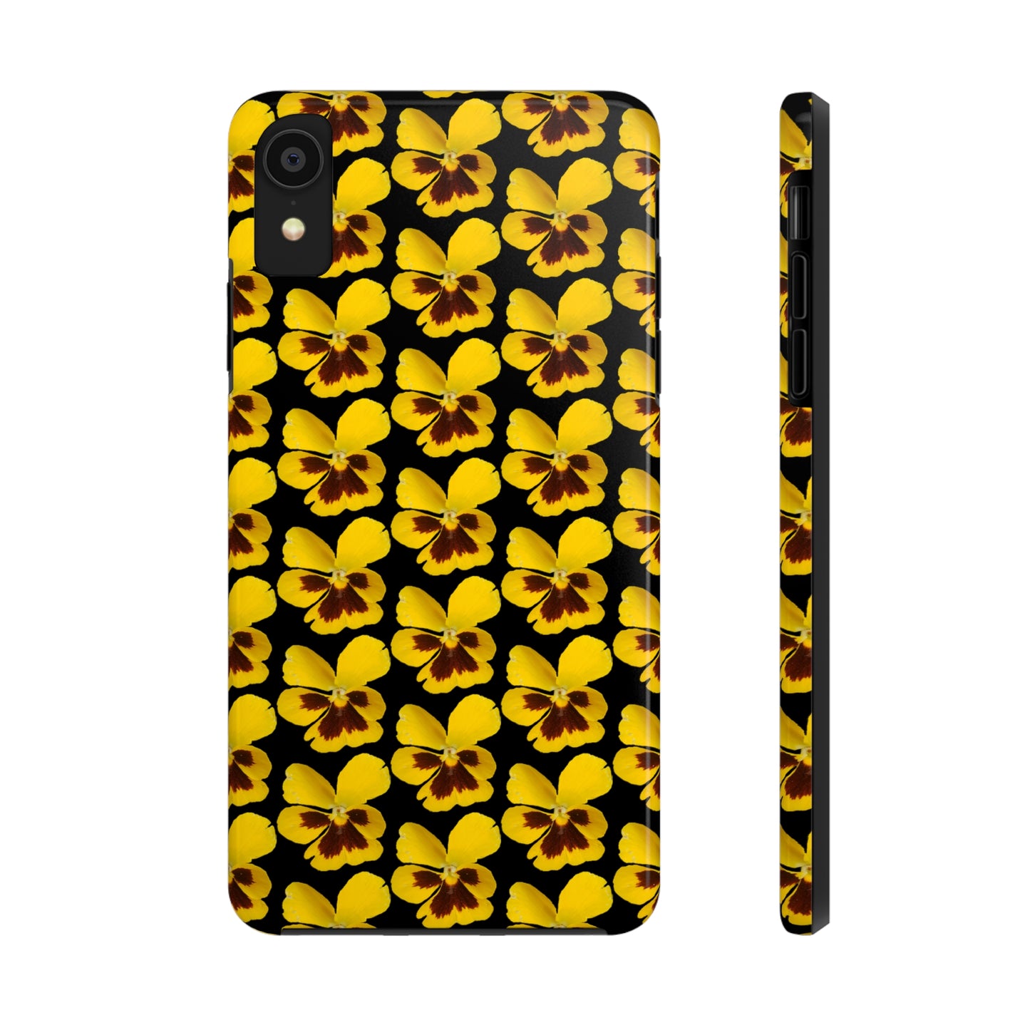 Yellow Pansy Black Tough Phone Case