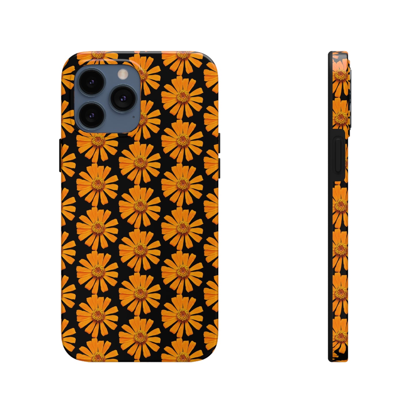 Orange Zinnia Black Tough Phone Case