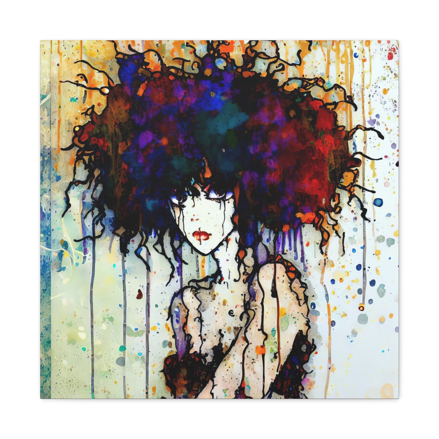 Girl with Big Hair  - Canvas Wall Art