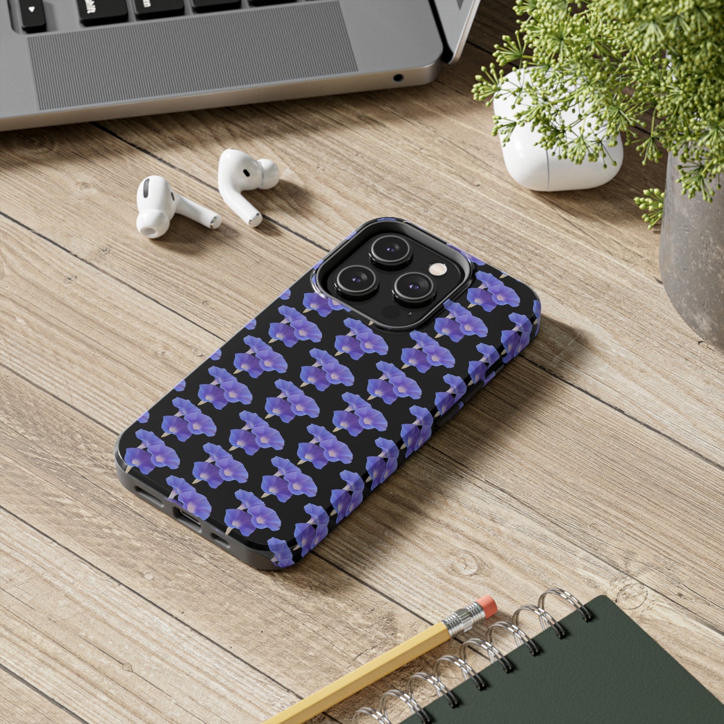 Purple Morning Glory Black Tough Phone Case