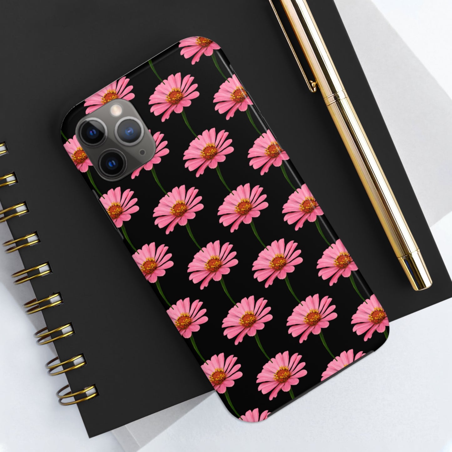 Pink Zinnia Black Tough Phone Case