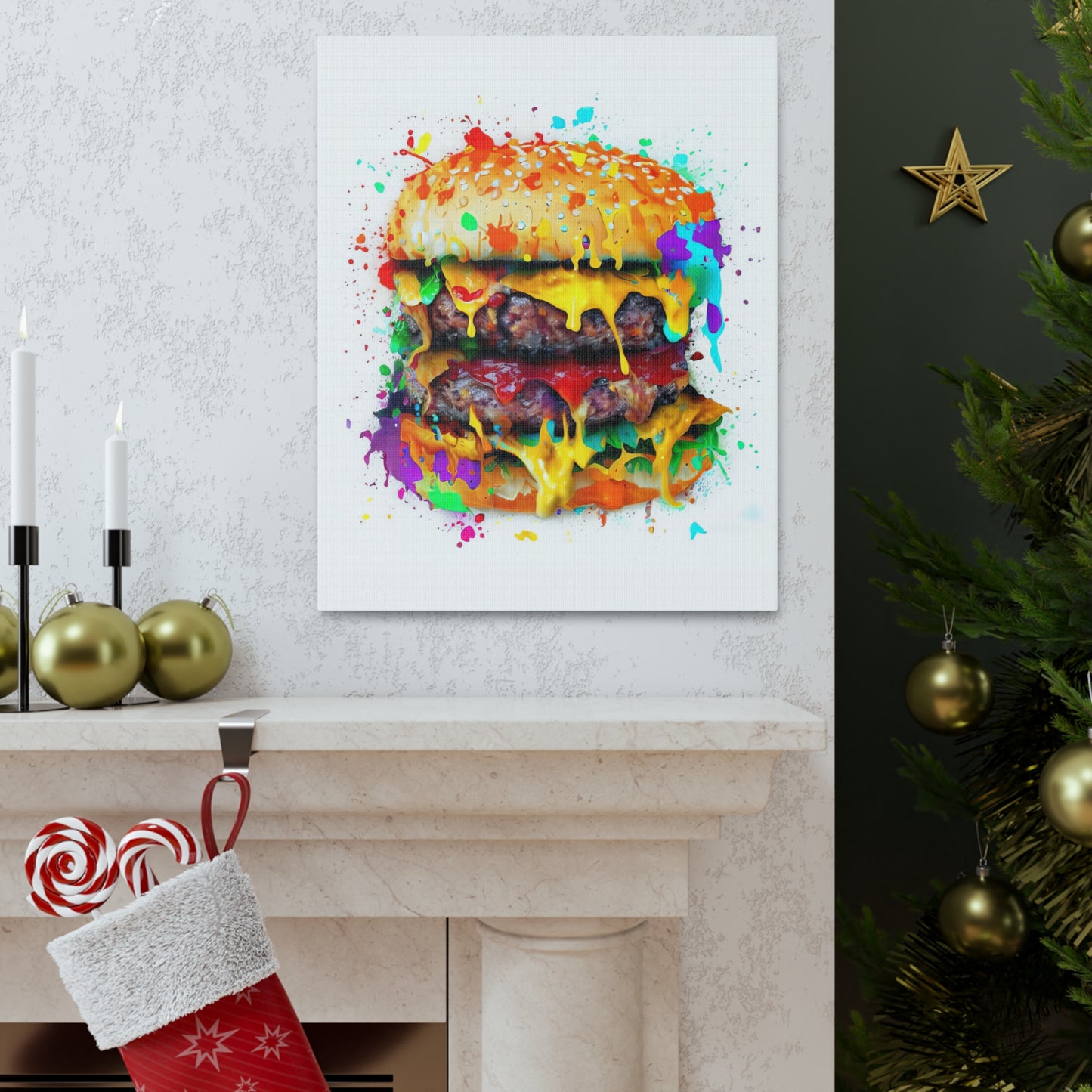 Double Cheese Burger  - Canvas Wall Art