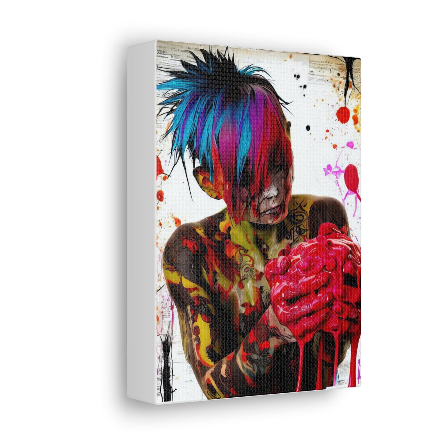 Tattooed Boy with Big Heart  - Canvas Wall Art