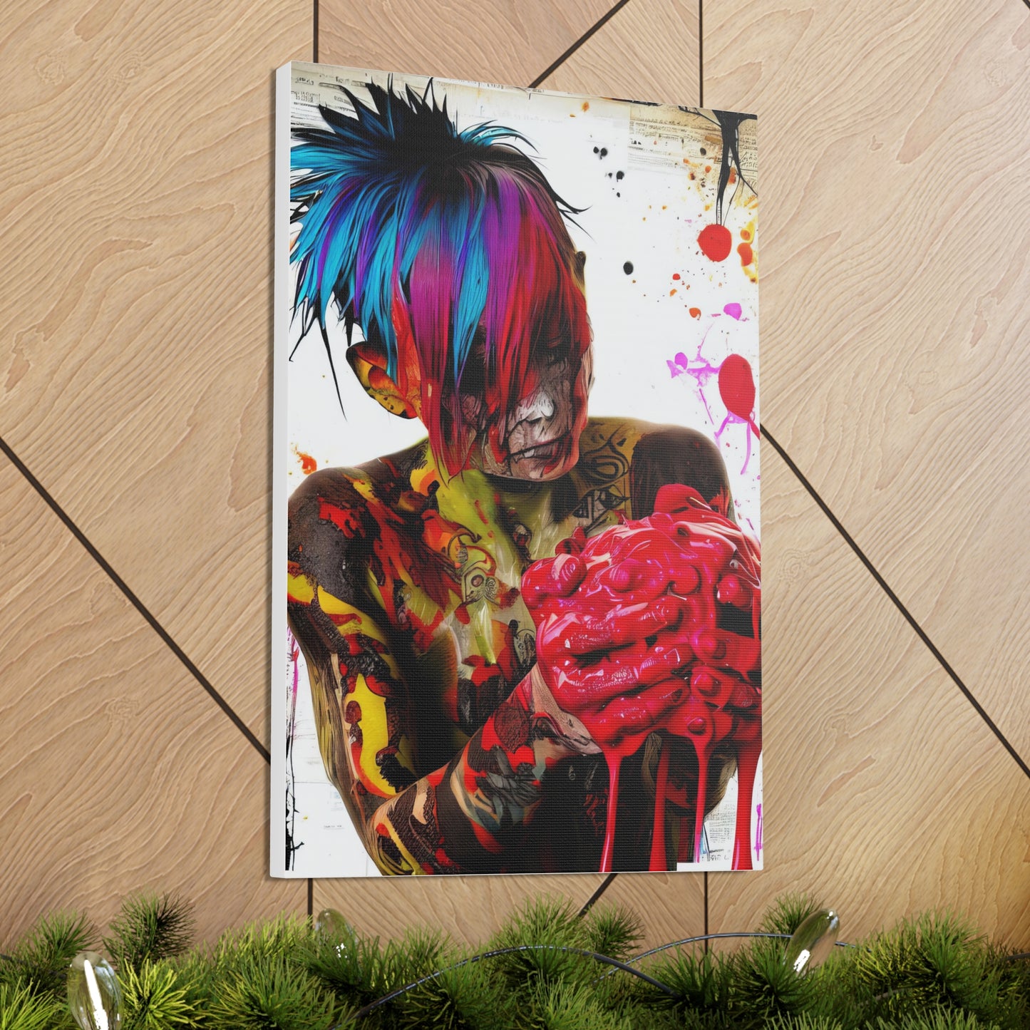 Tattooed Boy with Big Heart  - Canvas Wall Art