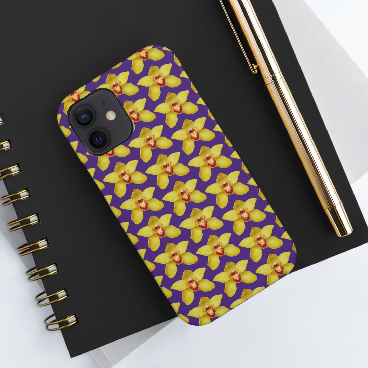 Yellow Cymbidium Orchid Purple Tough Phone Case