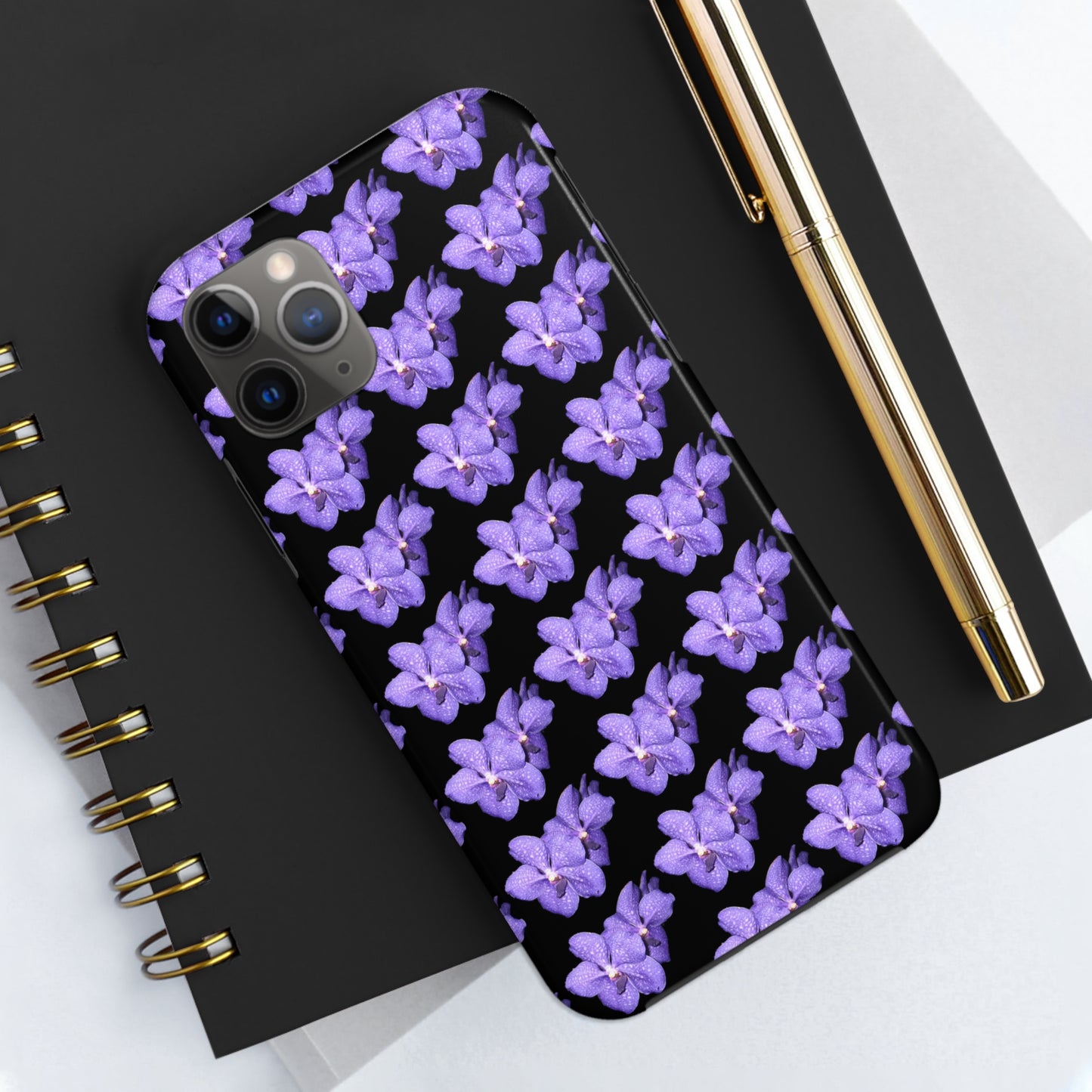 Blue Orchid Black Tough Phone Case