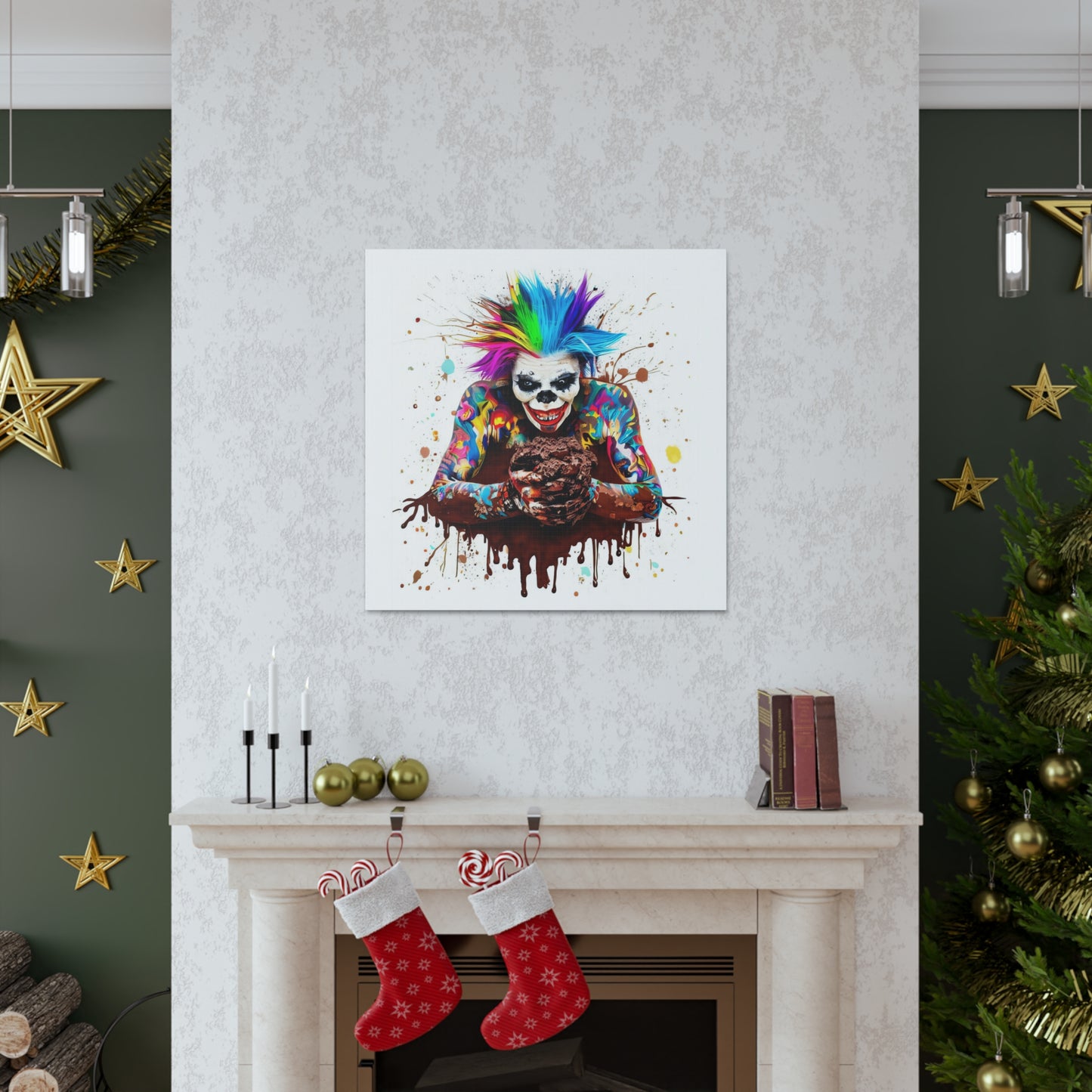 Creepy Clown Chocolate Ice Cream  - Canvas Wall Art