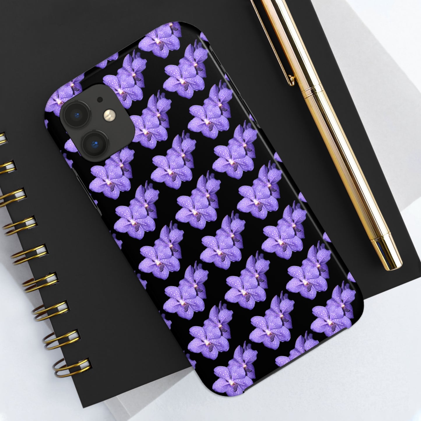 Blue Orchid Black Tough Phone Case