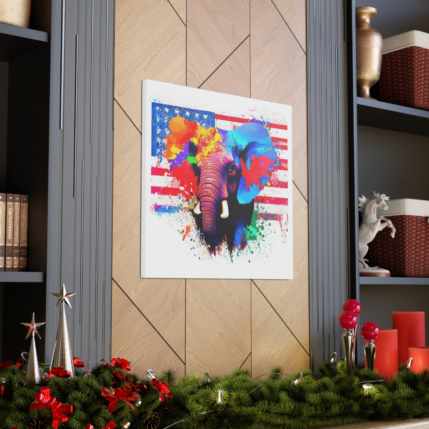 Elephant American Flag - Canvas Wall Art