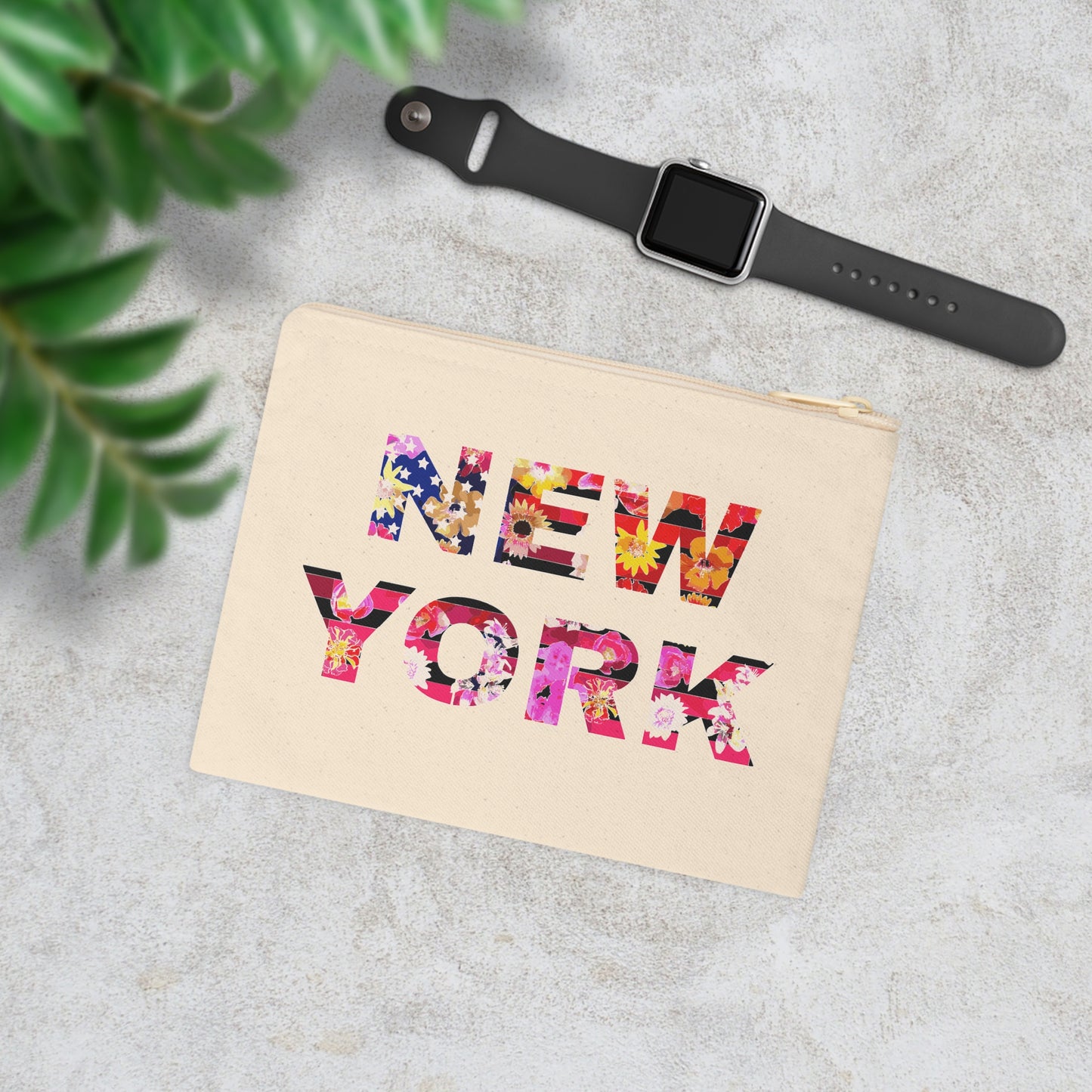 New York Floral Zipper Pouch