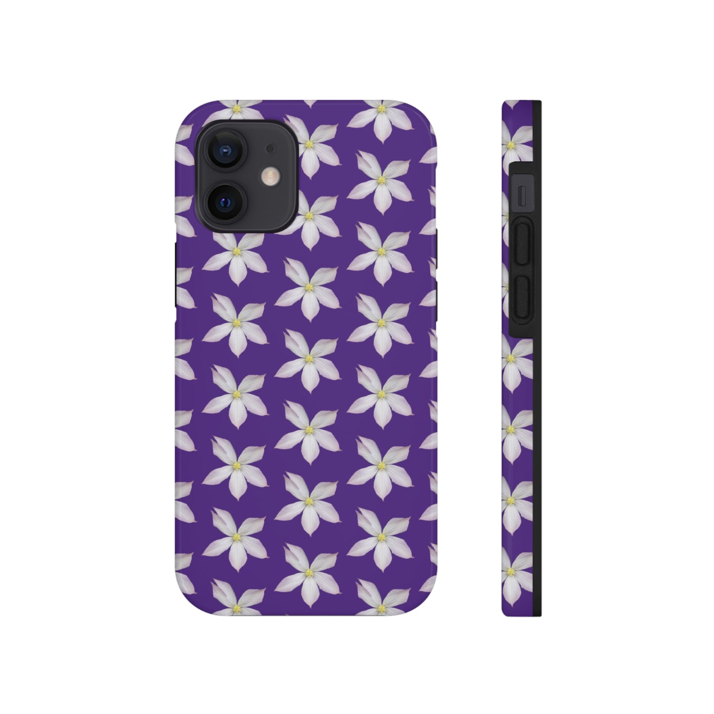 White Clematis Purple Tough Phone Case