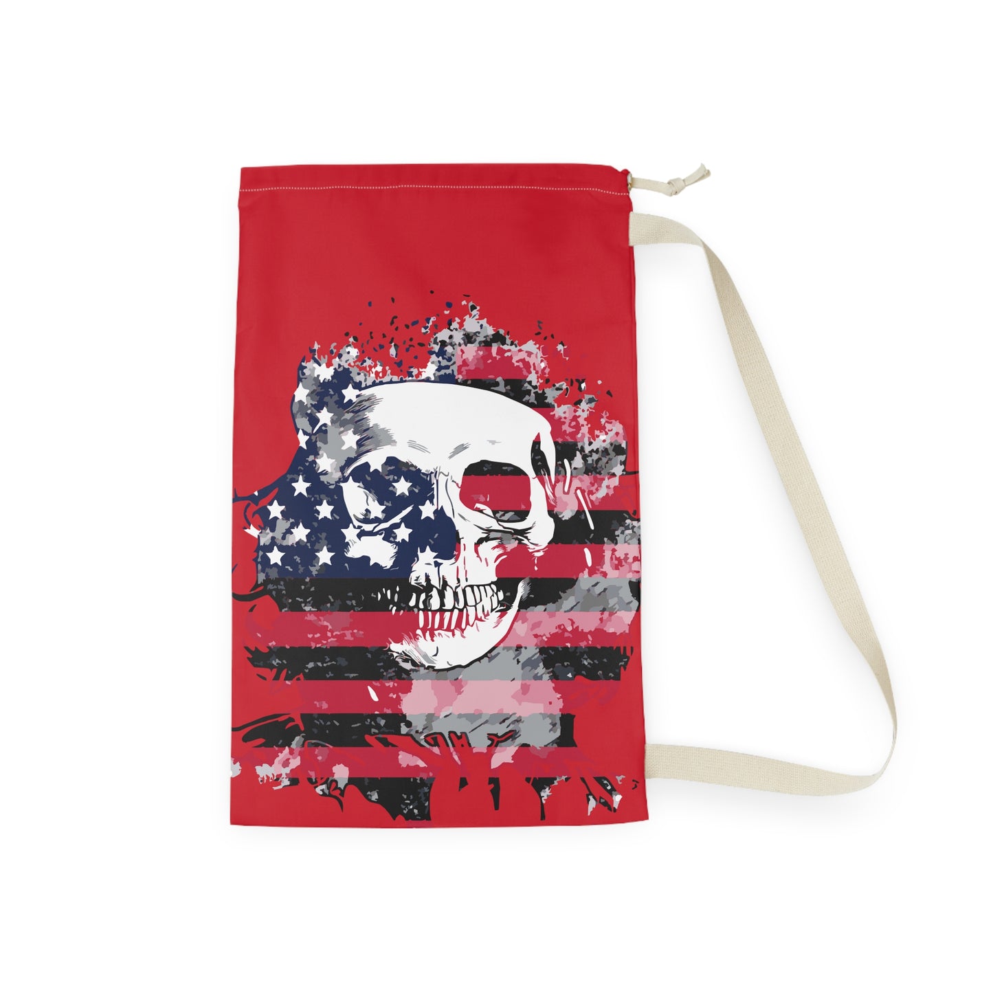 Skull and Flag Red Laundry Bag