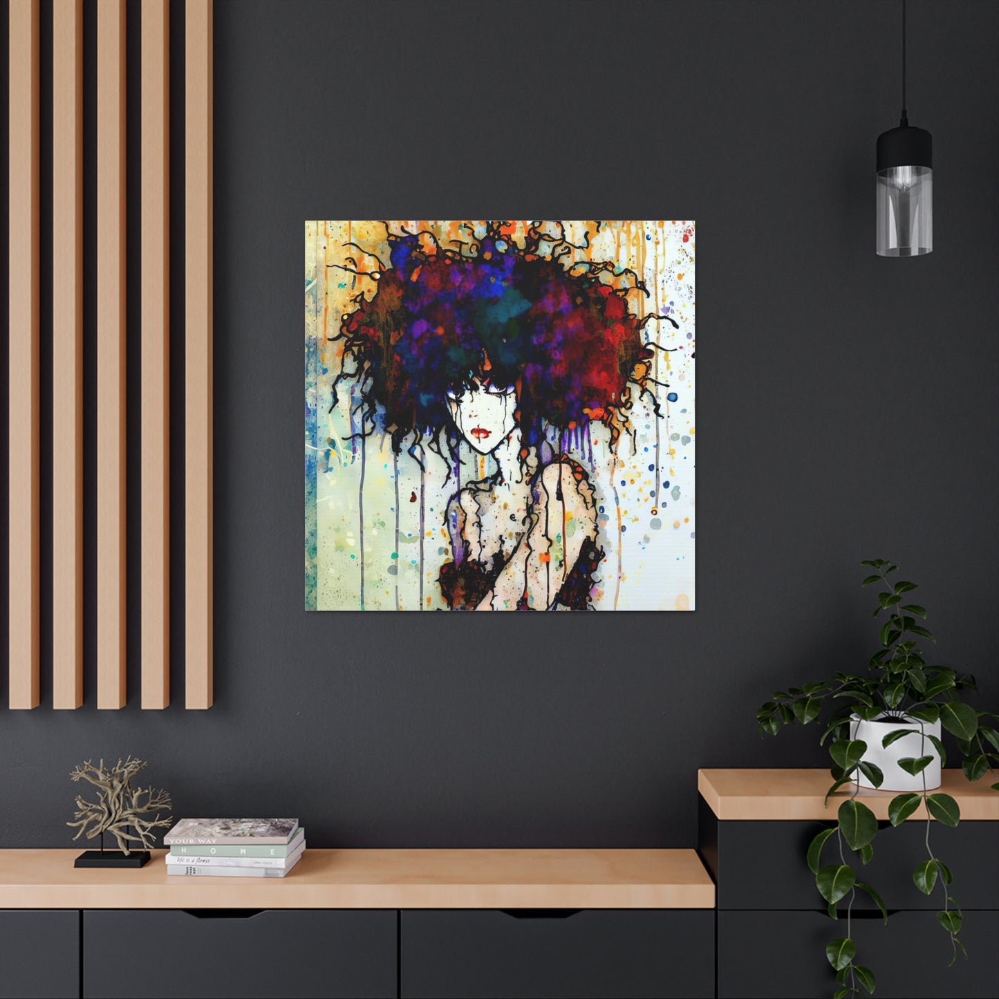 Girl with Big Hair  - Canvas Wall Art