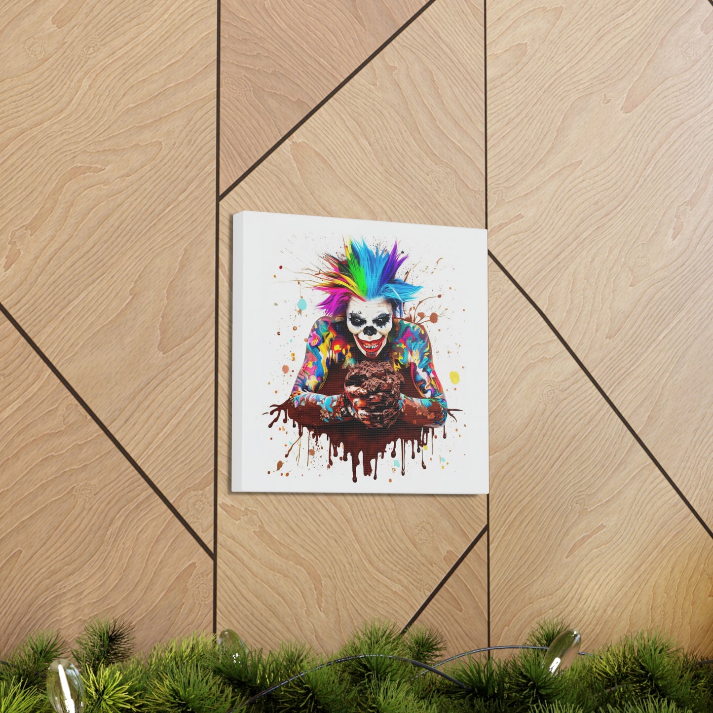 Creepy Clown Chocolate Ice Cream  - Canvas Wall Art