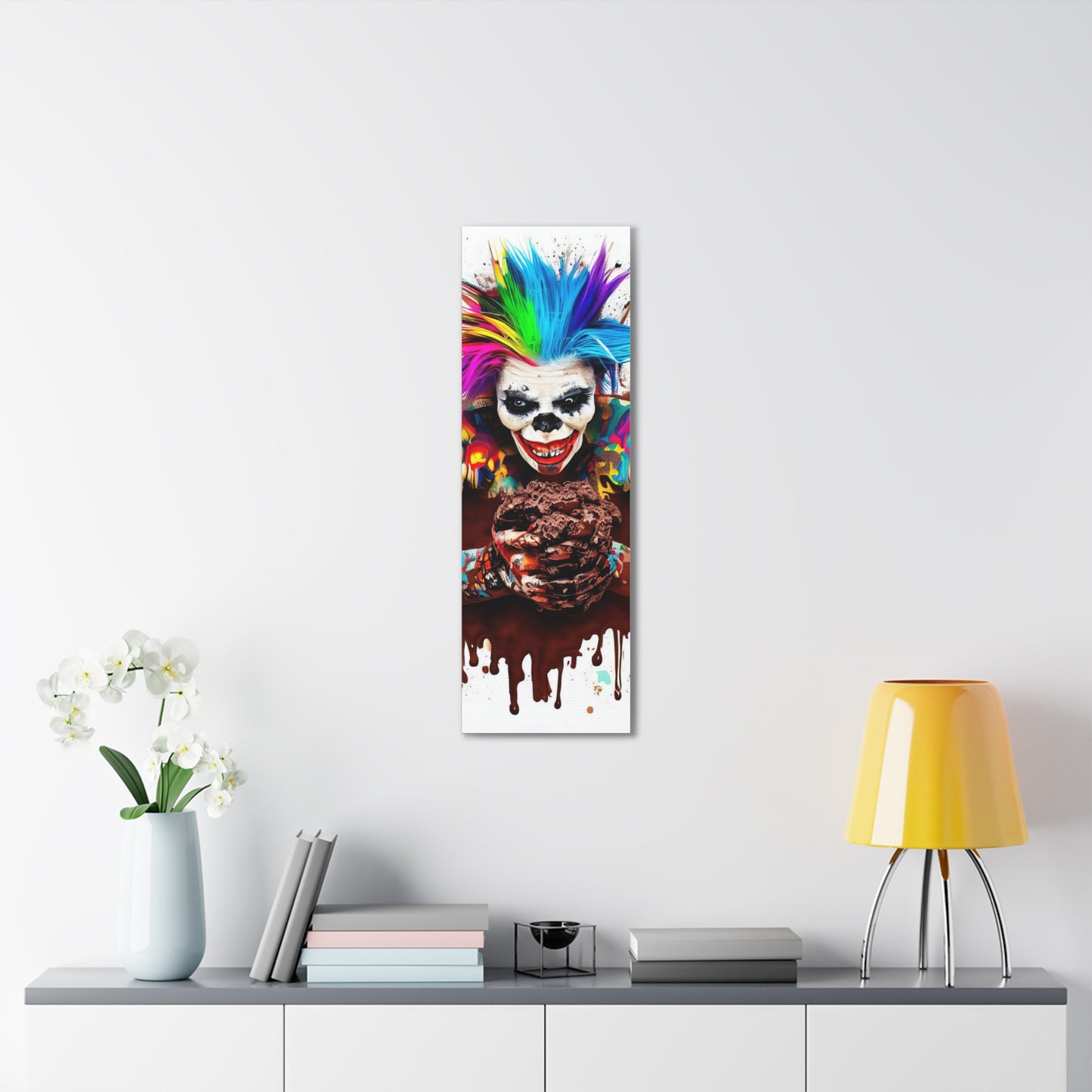 Creepy Clown Chocolate Ice Cream  - Canvas Wall Art