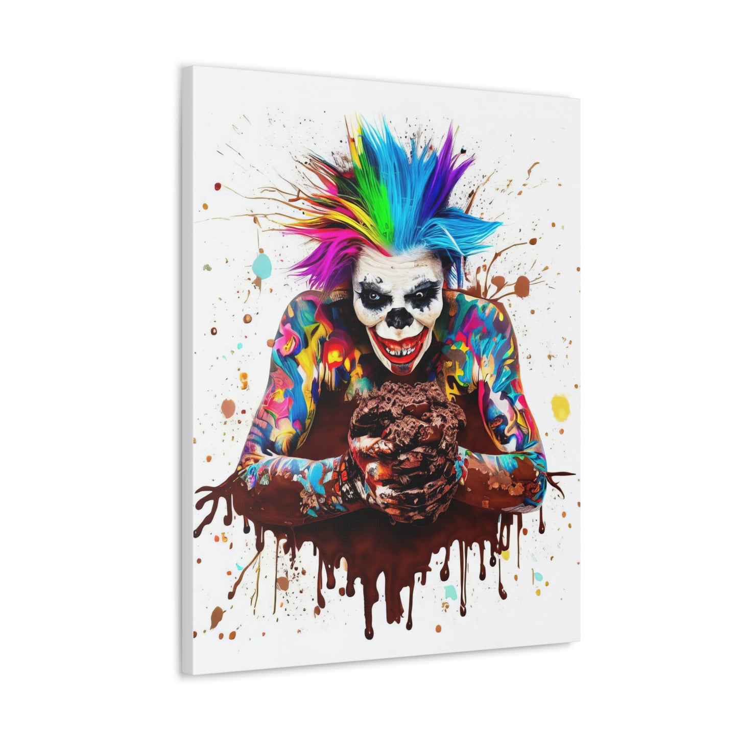 Creepy Clown Chocolate Ice Cream  - Canvas Wall Art