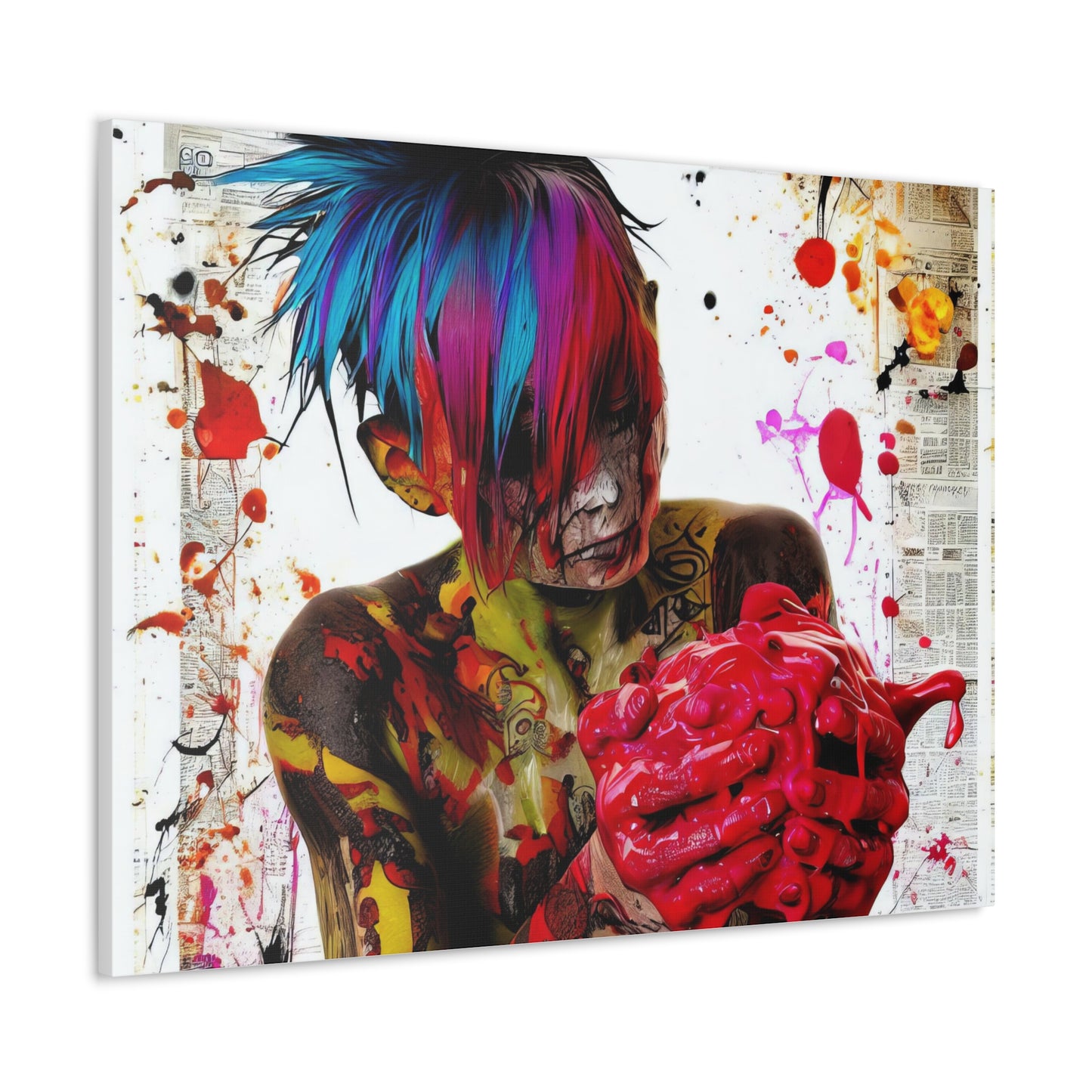 Tattooed Boy with Big Heart  - Canvas Wall Art