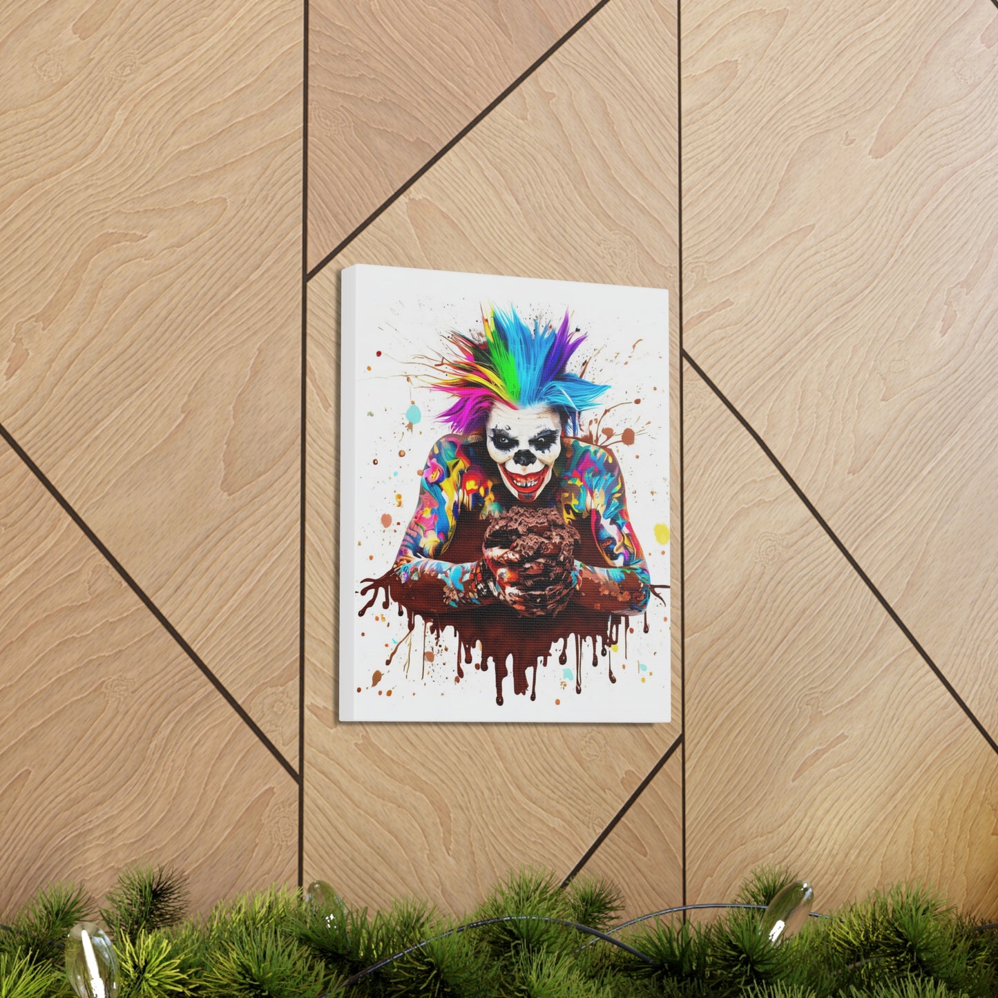 Creepy Clown Chocolate Ice Cream  - Canvas Wall Art