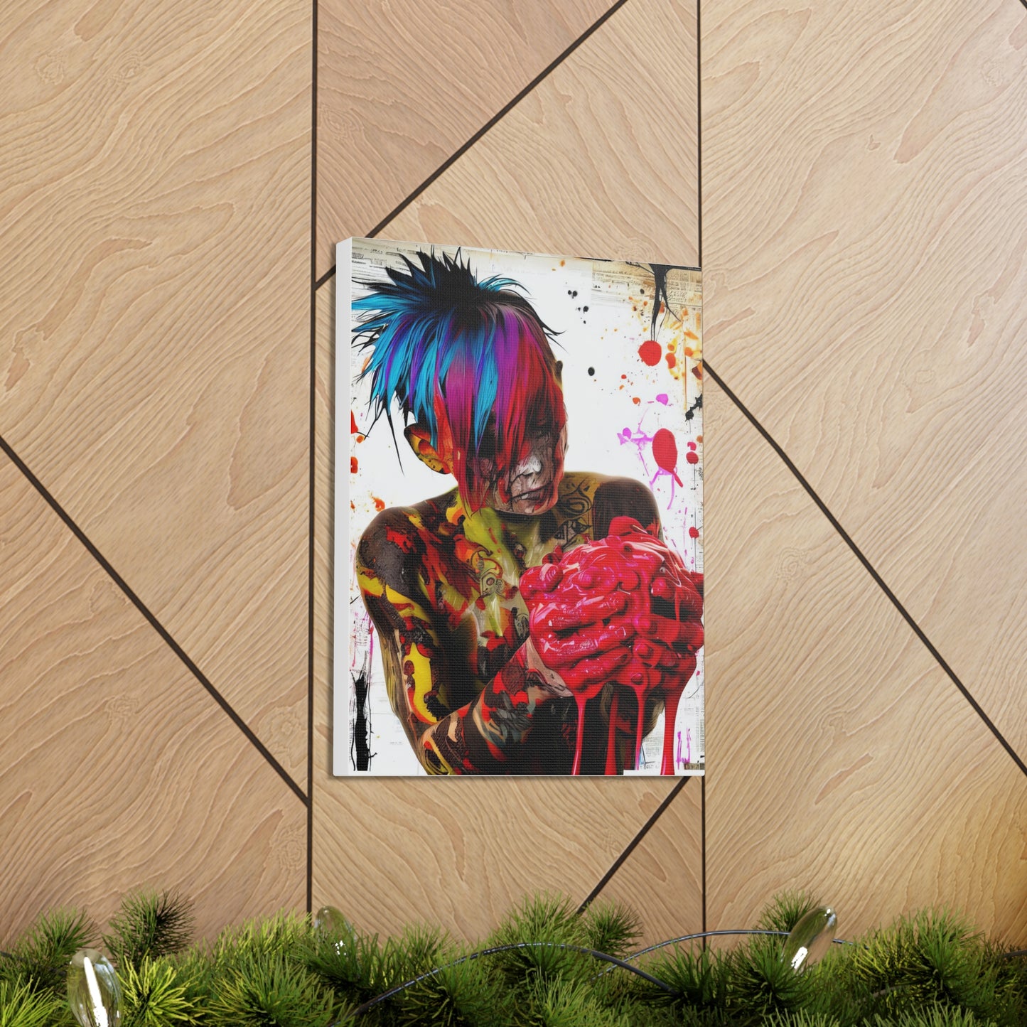 Tattooed Boy with Big Heart  - Canvas Wall Art